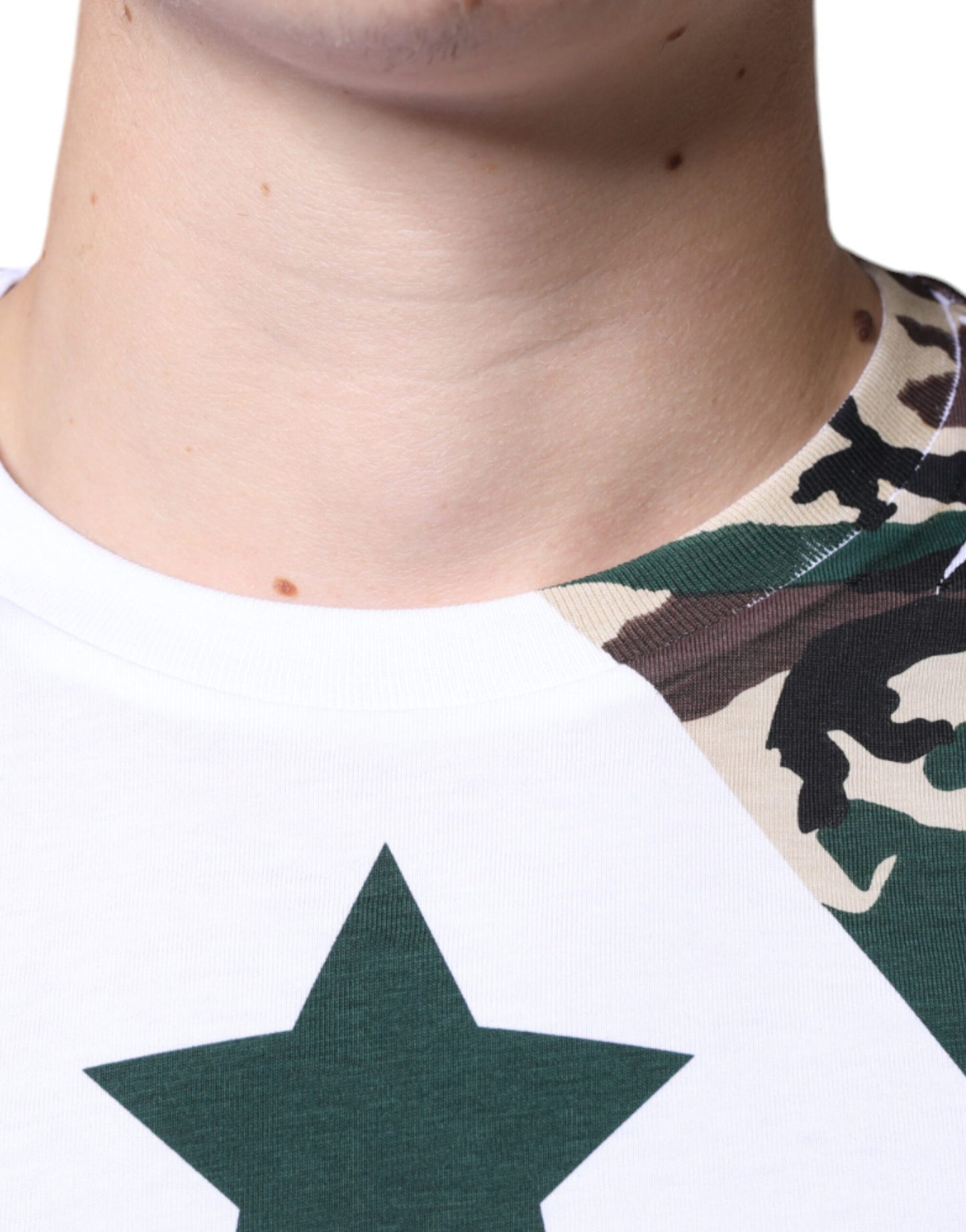 Dolce &amp; Gabbana White Camouflage Stars Crew Neck T-shirt