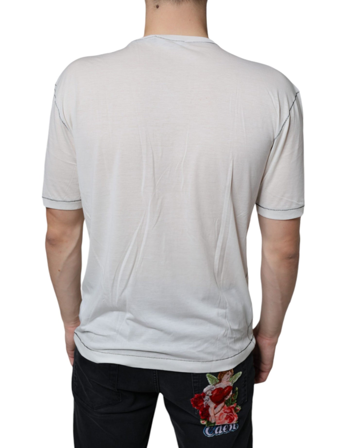 Dolce &amp; Gabbana White Angel Crown Print Crew Neck T-shirt