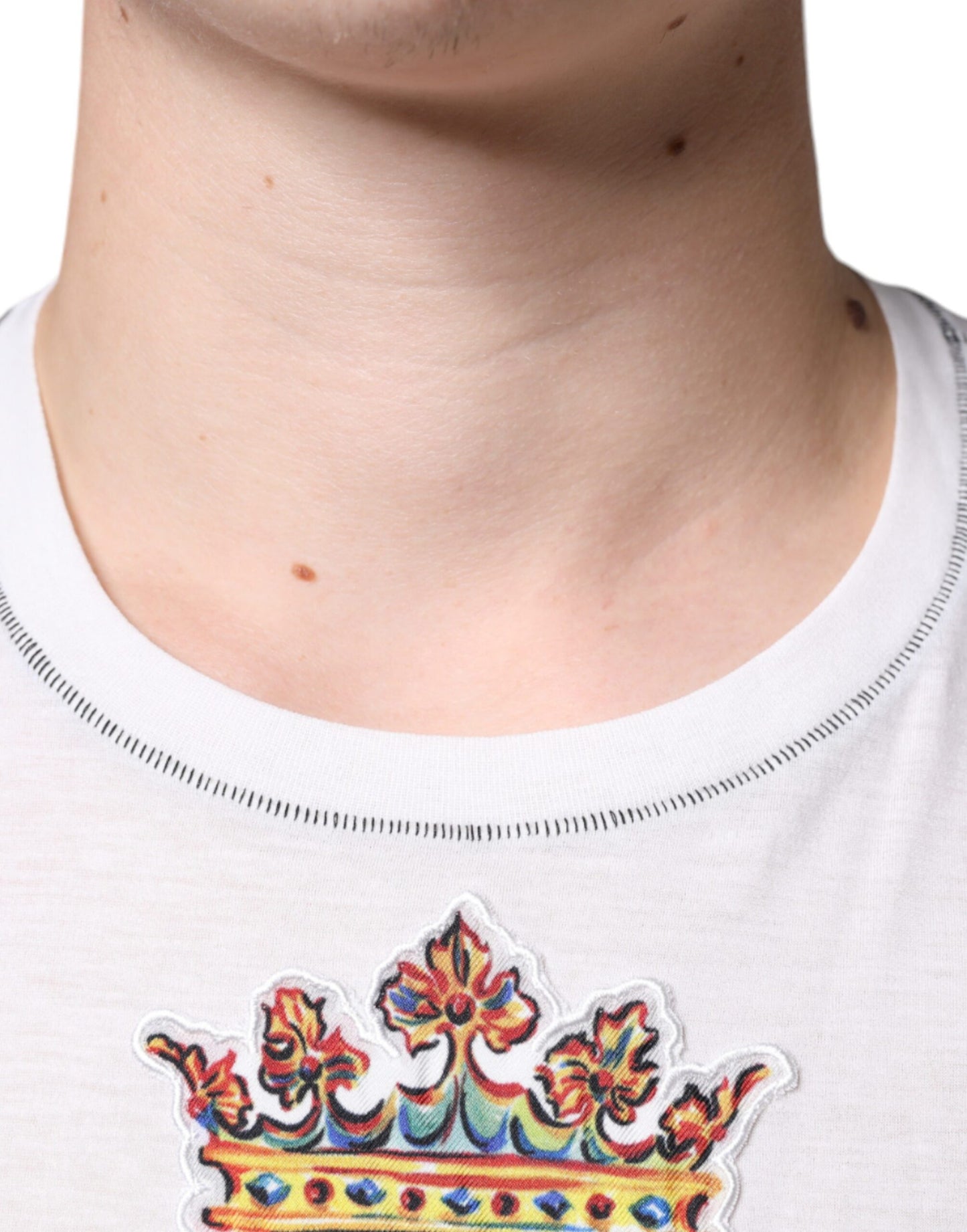 Dolce &amp; Gabbana White Angel Crown Print Crew Neck T-shirt