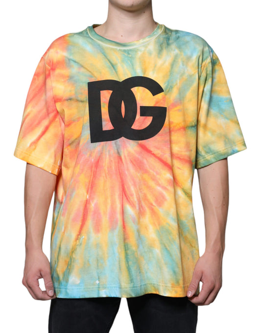 Dolce & Gabbana Multicolor Tie-Dye Logo Baumwoll-T-Shirt