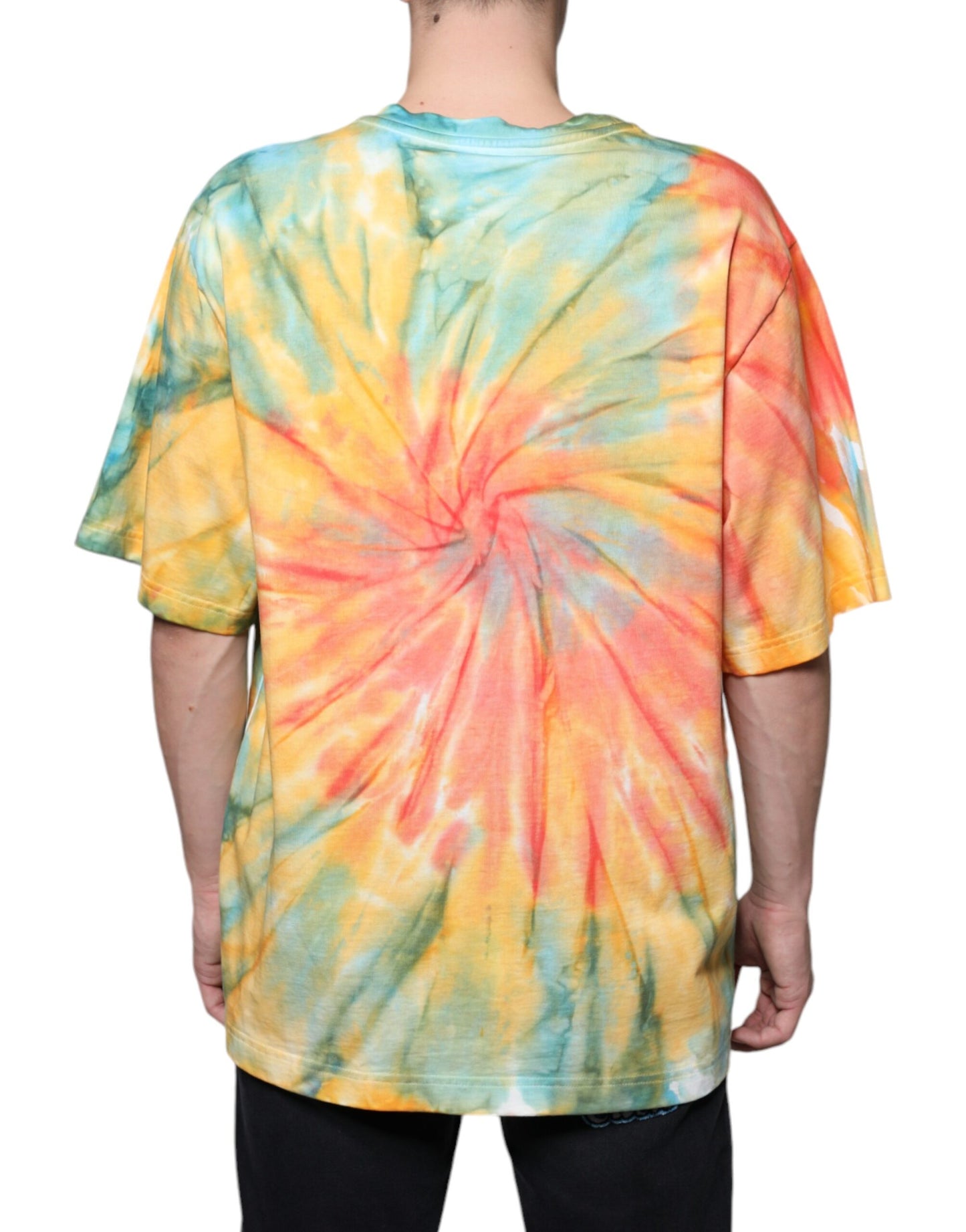 Dolce & Gabbana Multicolor Tie-Dye Logo Baumwoll-T-Shirt