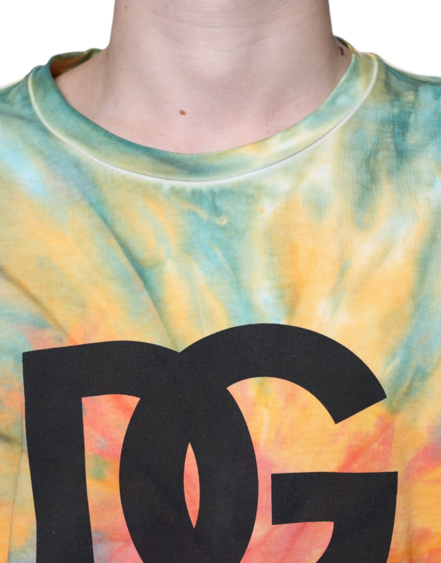 Dolce & Gabbana Multicolor Tie-Dye Logo Baumwoll-T-Shirt