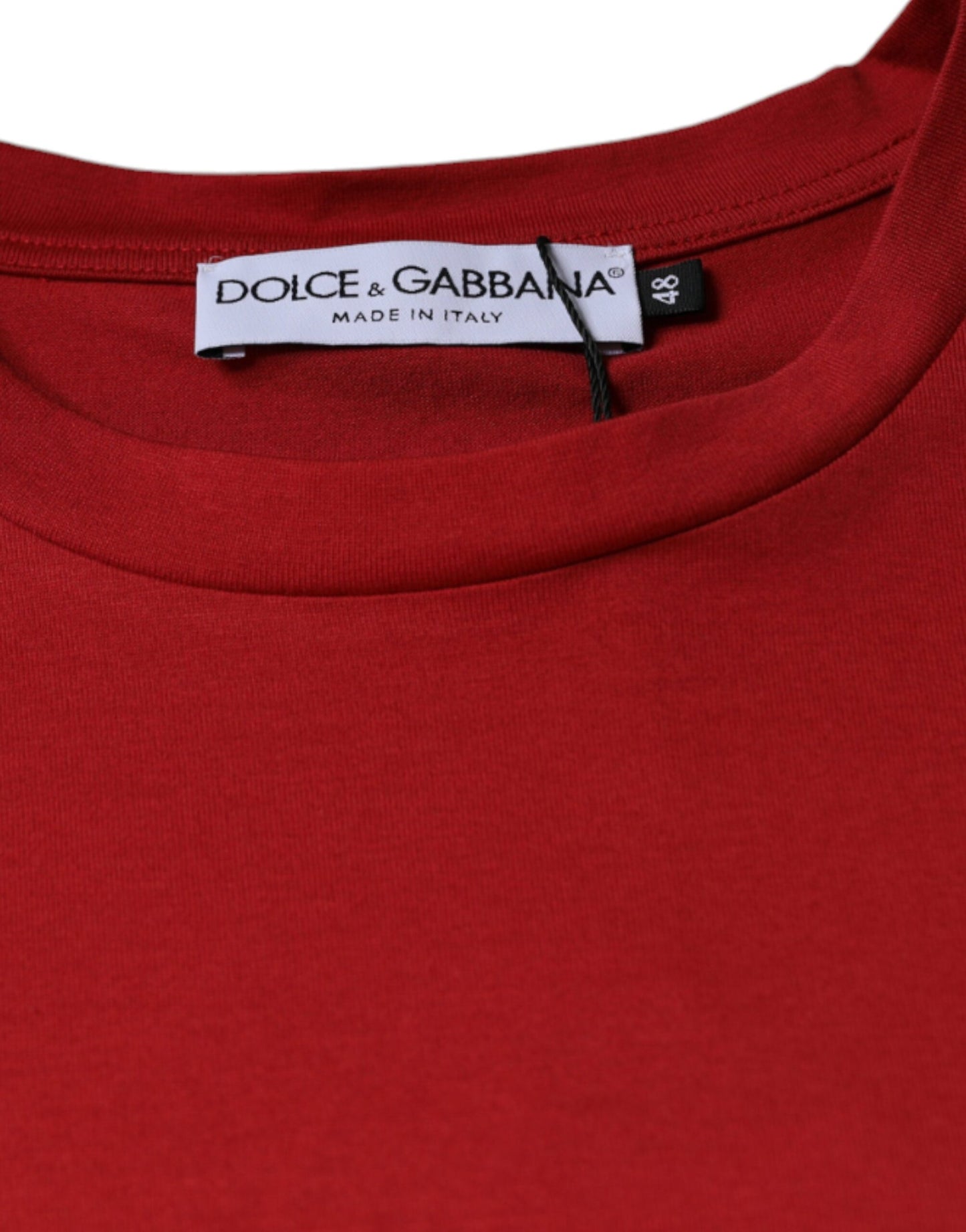 Dolce & Gabbana Rotes T-Shirt mit Rundhalsausschnitt und DG-Logo-Druck aus Baumwolle