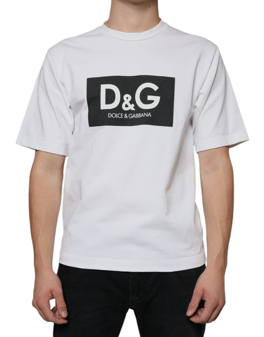 Dolce & Gabbana Weißes Baumwoll-T-Shirt mit DG-Logo-Aufdruck