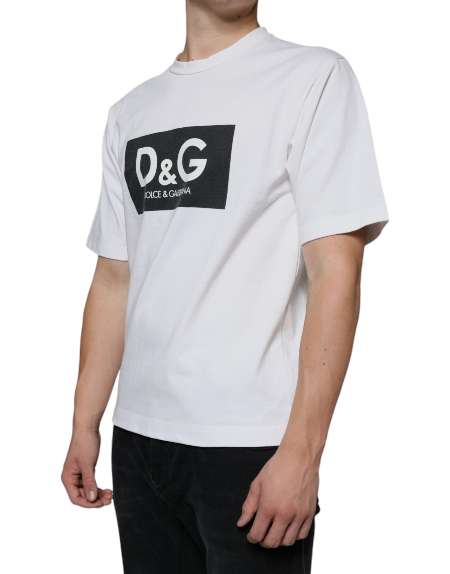 Dolce & Gabbana Weißes Baumwoll-T-Shirt mit DG-Logo-Aufdruck