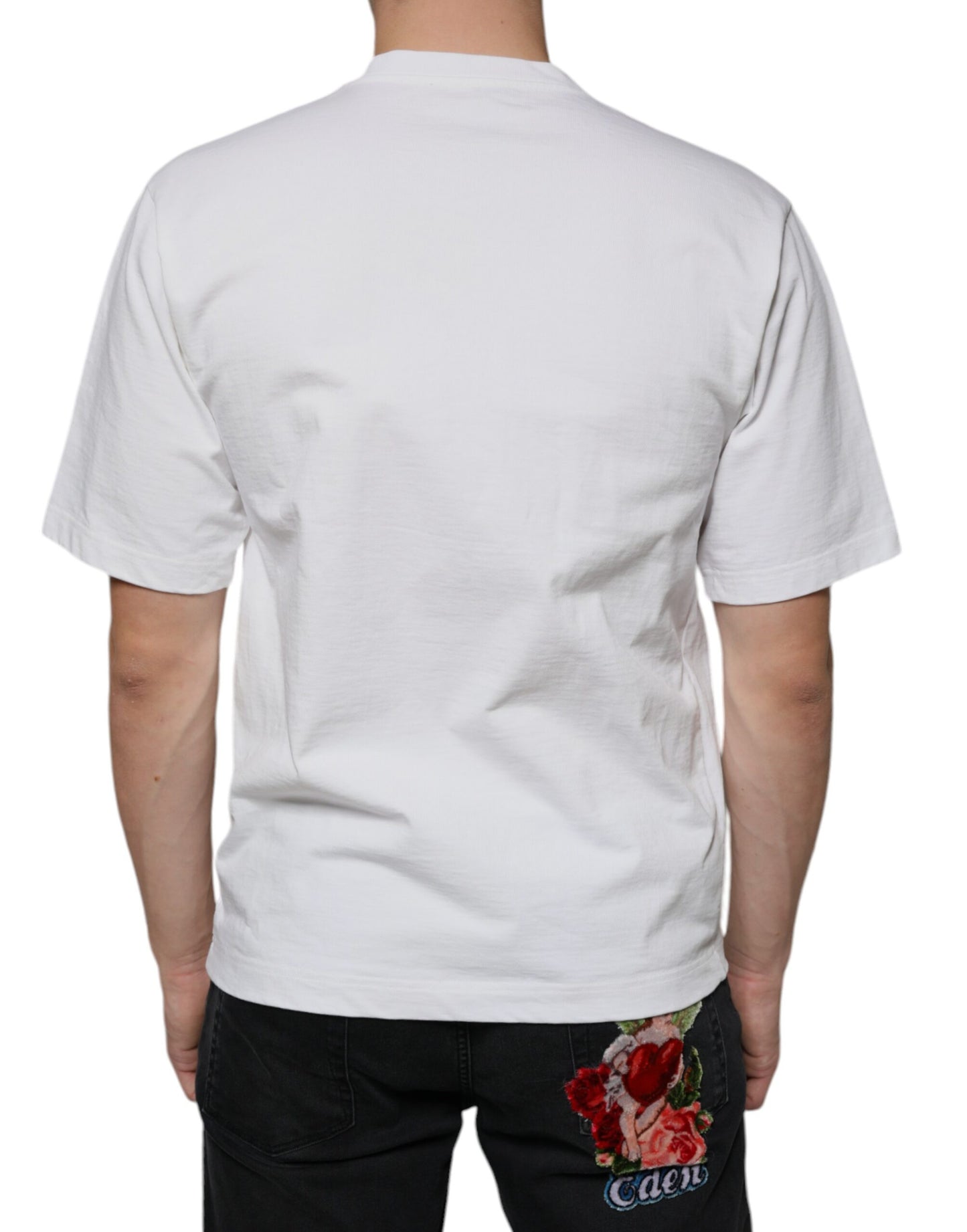 Dolce & Gabbana Weißes Baumwoll-T-Shirt mit DG-Logo-Aufdruck