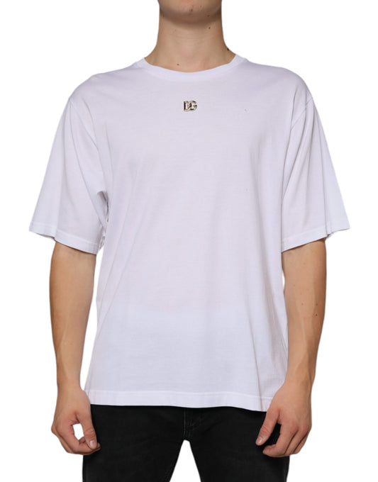 Dolce &amp; Gabbana White Metal DG Logo Cotton Short Sleeves T-shirt