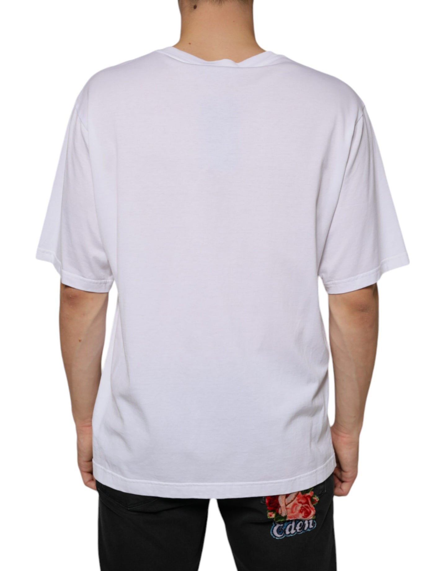 Dolce &amp; Gabbana White Metal DG Logo Cotton Short Sleeves T-shirt