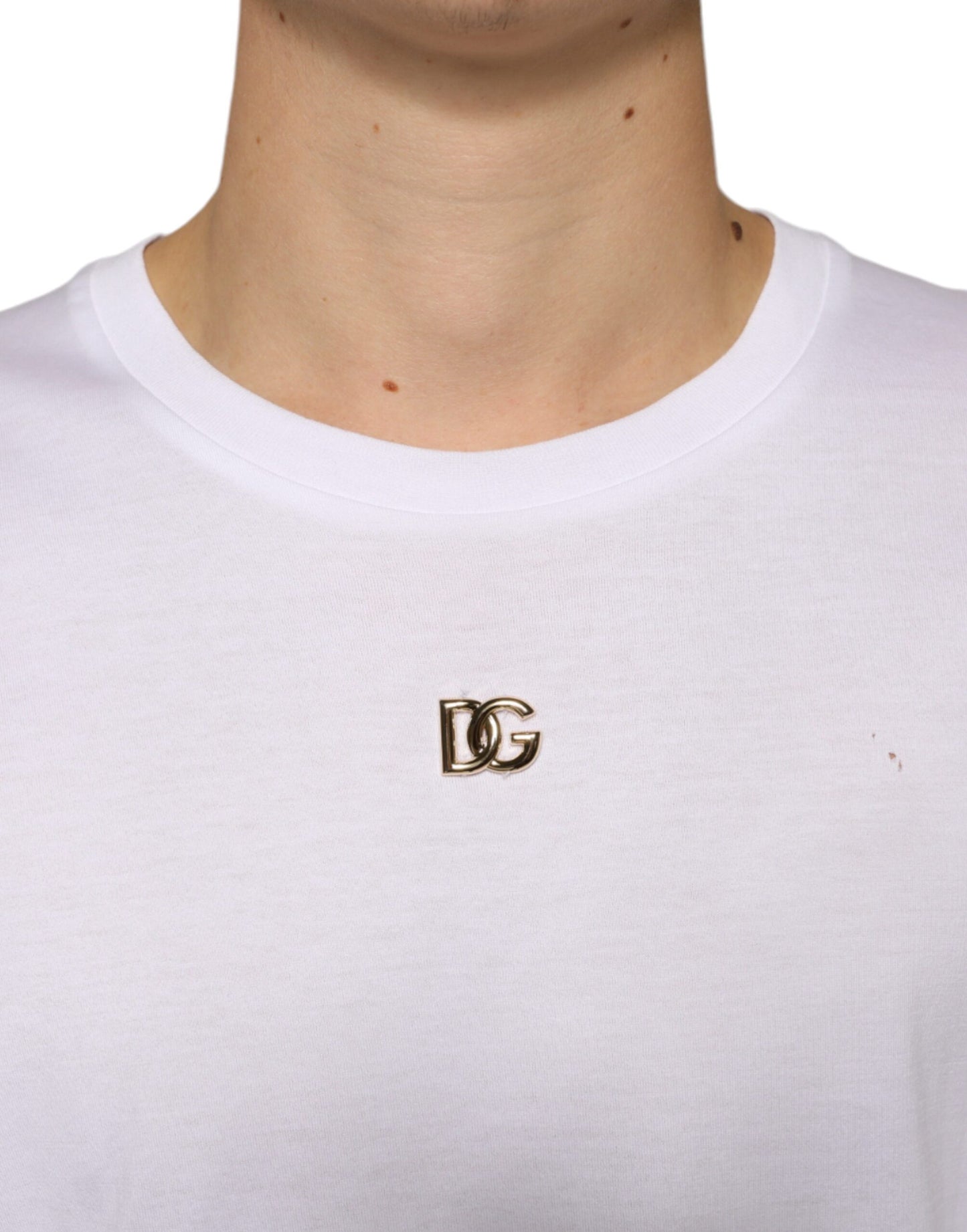 Dolce &amp; Gabbana White Metal DG Logo Cotton Short Sleeves T-shirt