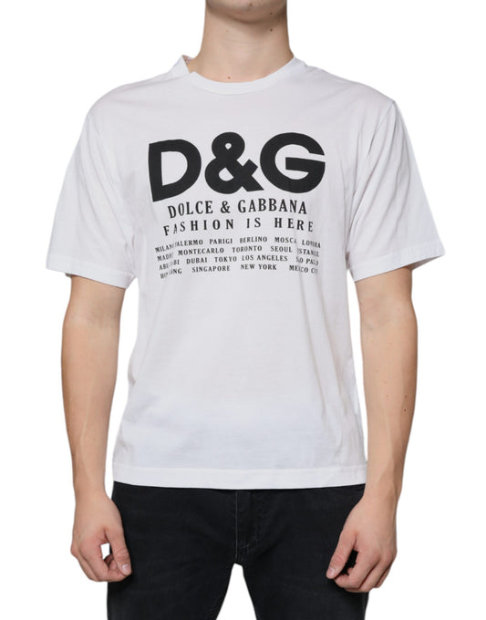 Dolce & Gabbana Weißes Baumwoll-T-Shirt mit DG-Logo-Aufdruck