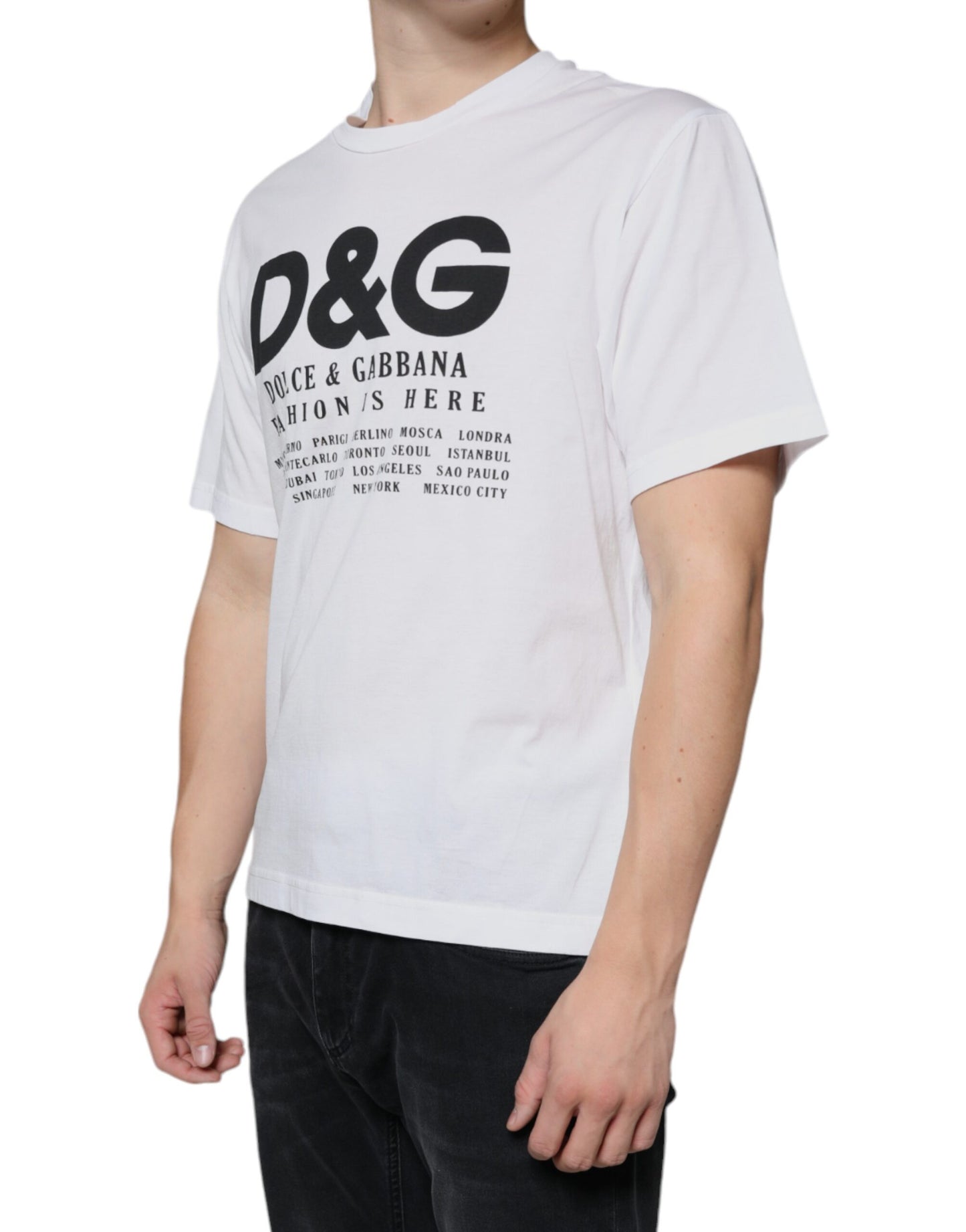 Dolce & Gabbana Weißes Baumwoll-T-Shirt mit DG-Logo-Aufdruck