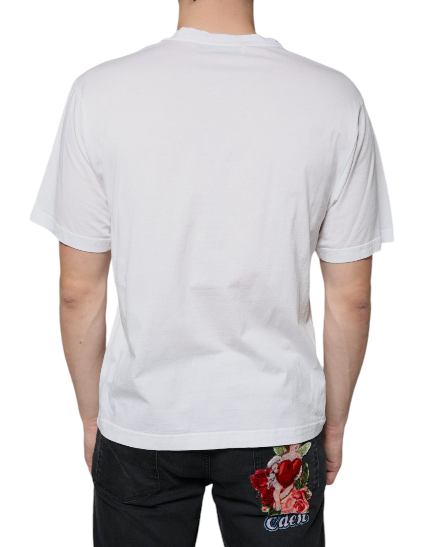 Dolce & Gabbana Weißes Baumwoll-T-Shirt mit DG-Logo-Aufdruck