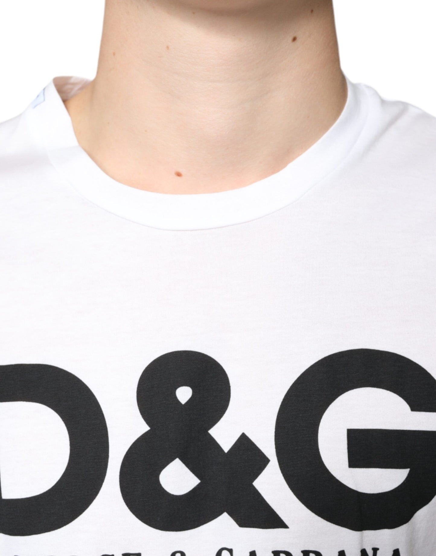 Dolce & Gabbana Weißes Baumwoll-T-Shirt mit DG-Logo-Aufdruck