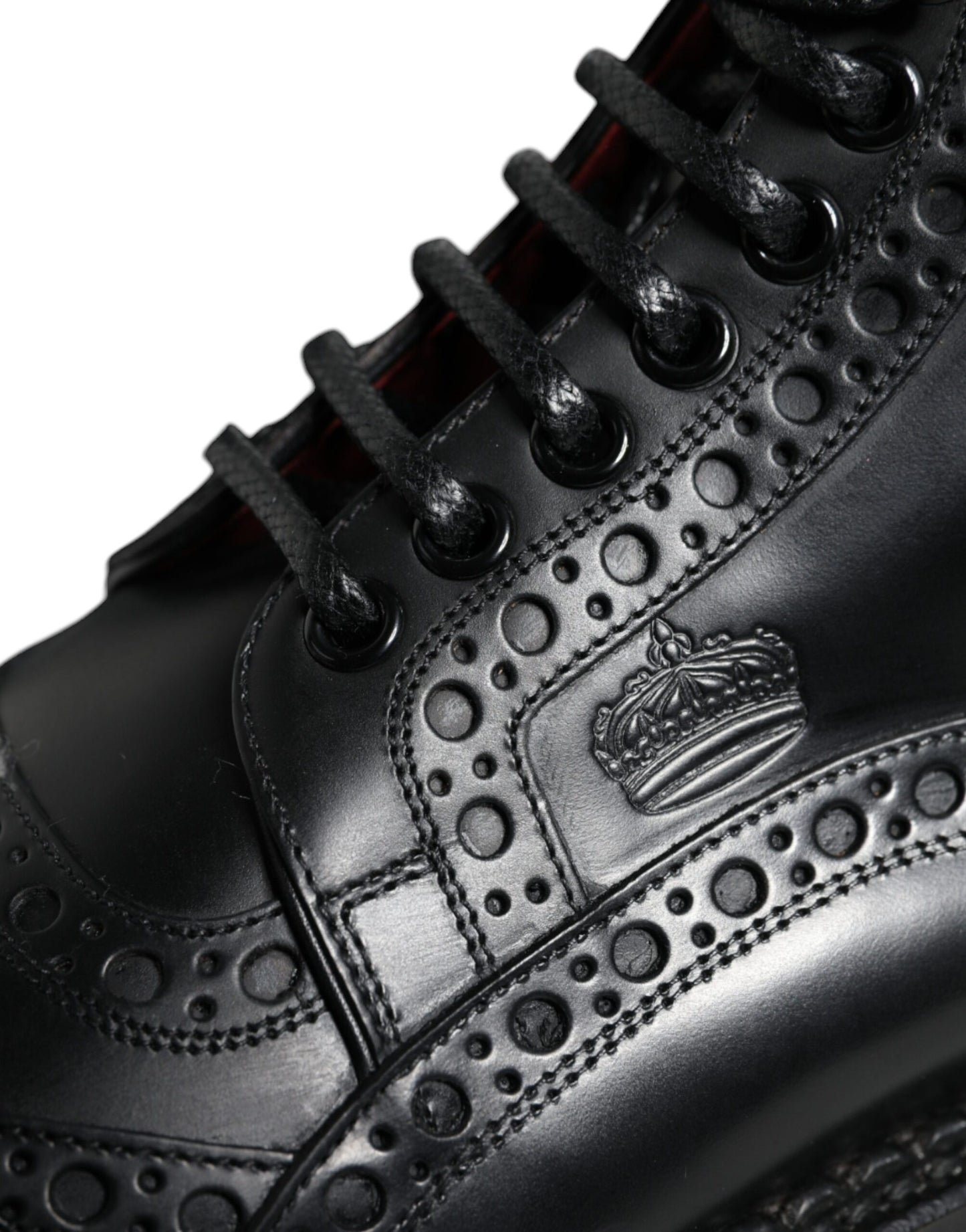 Dolce & Gabbana Schwarze Leder Schnürstiefel mit mittlerer Wade