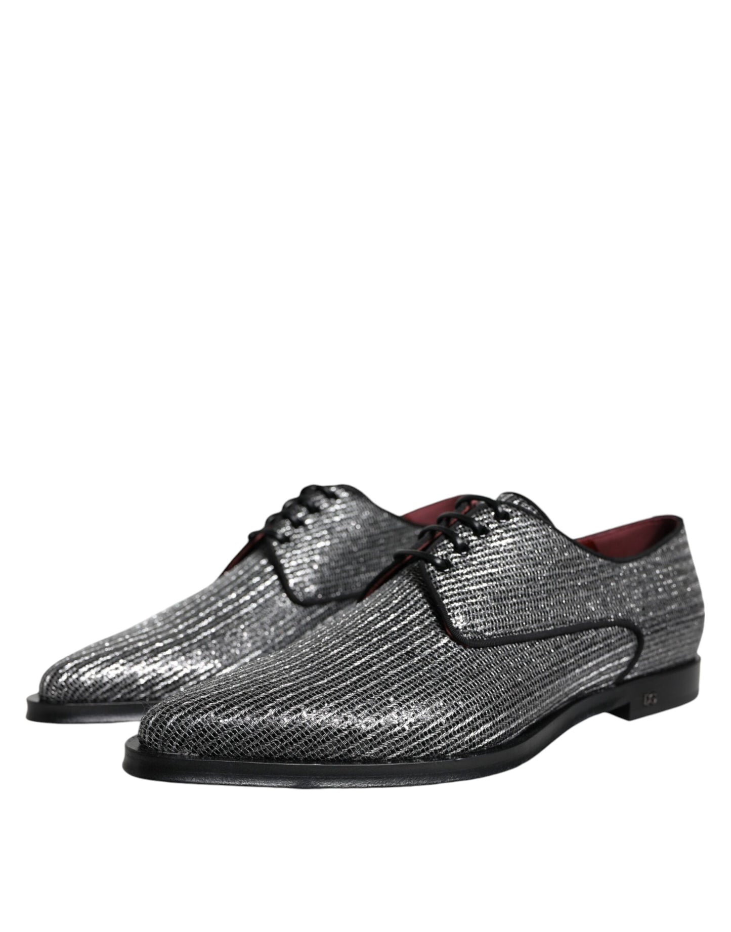 Dolce & Gabbana Silberne Polyurethan-Derby-Schuhe für formelle Anlässe