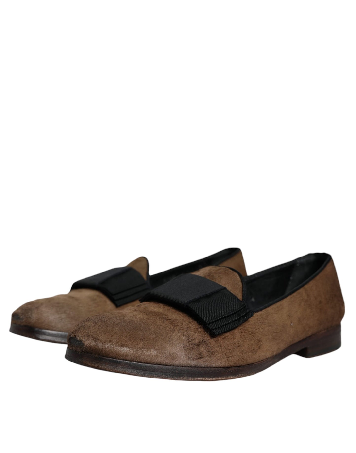 Dolce & Gabbana Braune Kalbshaar Leder Loafers Formelle Anzugschuhe