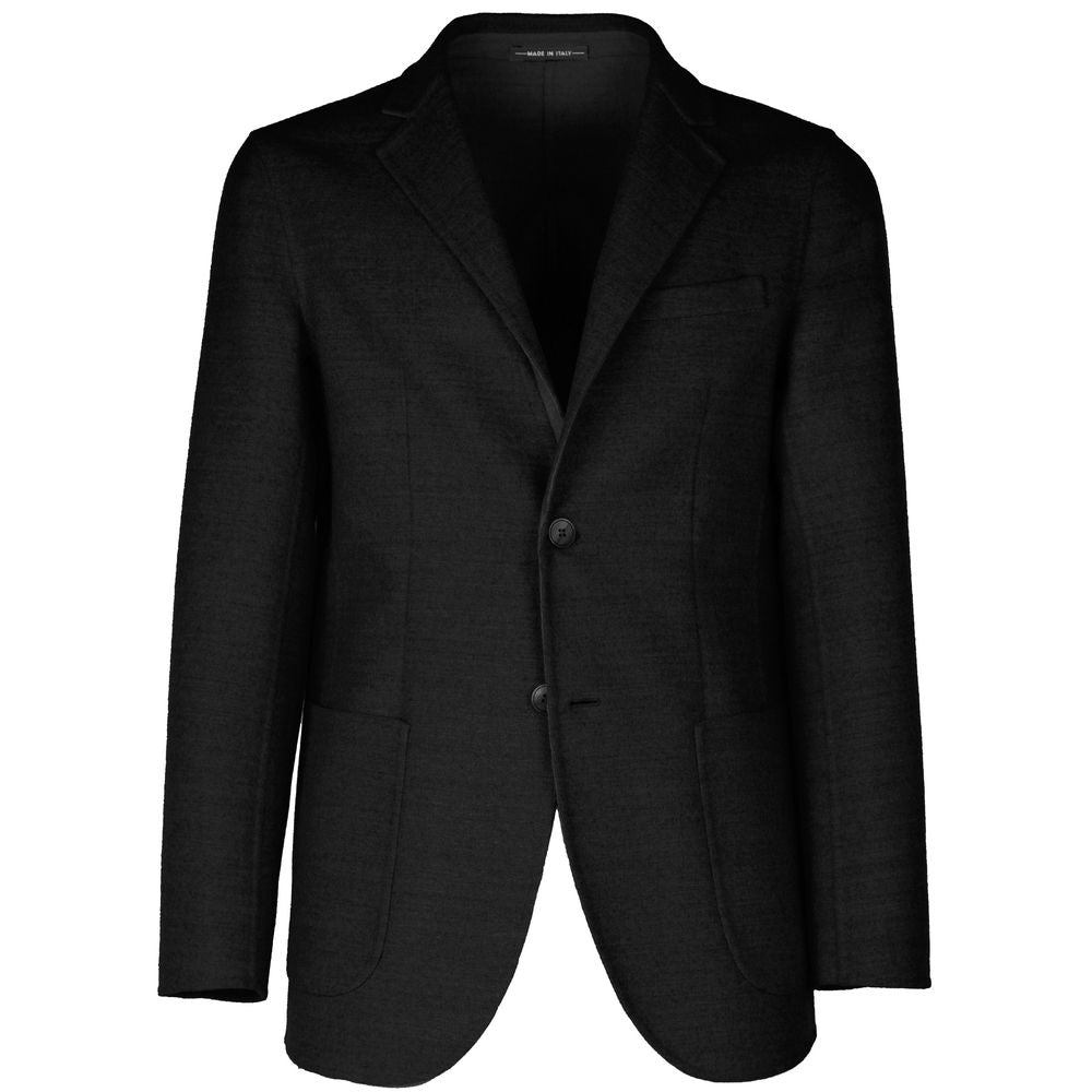 Made in Italy Schwarzer Vergine Blazer aus Wolle