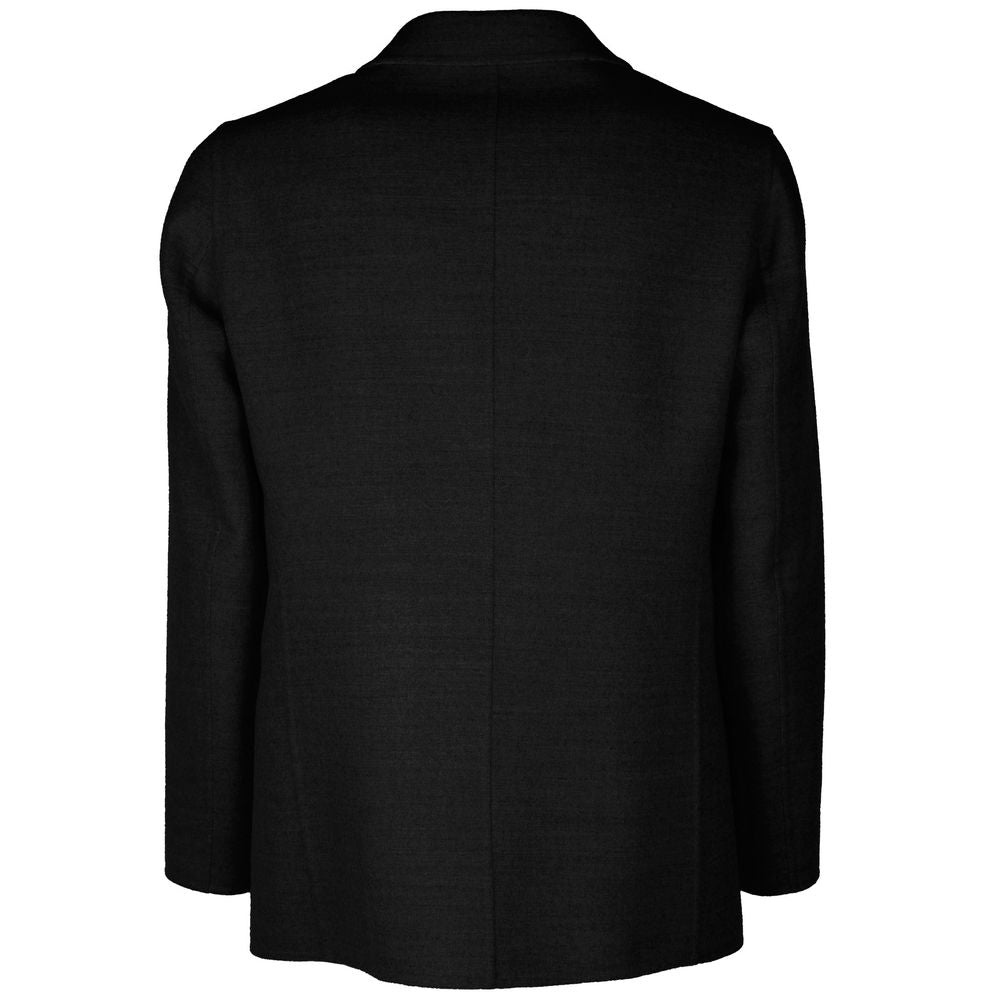 Made in Italy Schwarzer Vergine Blazer aus Wolle