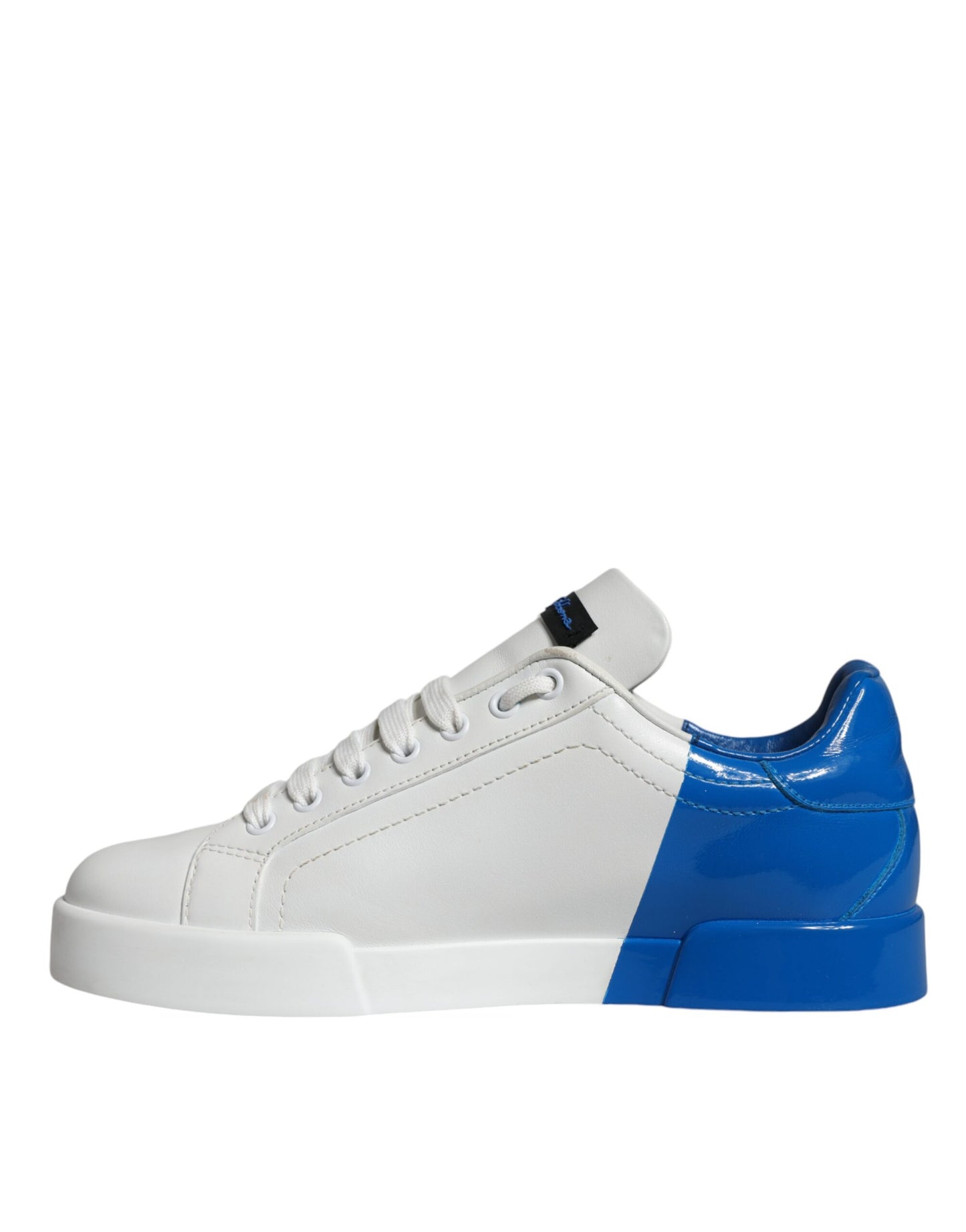 Dolce & Gabbana Weiß Blau Leder Logo Low Top Sneakers Schuhe