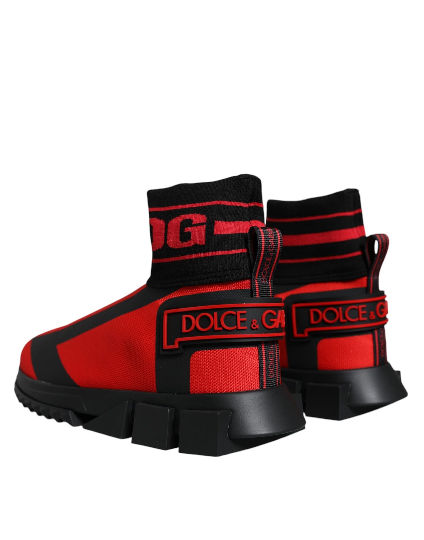 Dolce & Gabbana Rot Schwarz Stoff High Top Sorrento Turnschuhe Schuhe