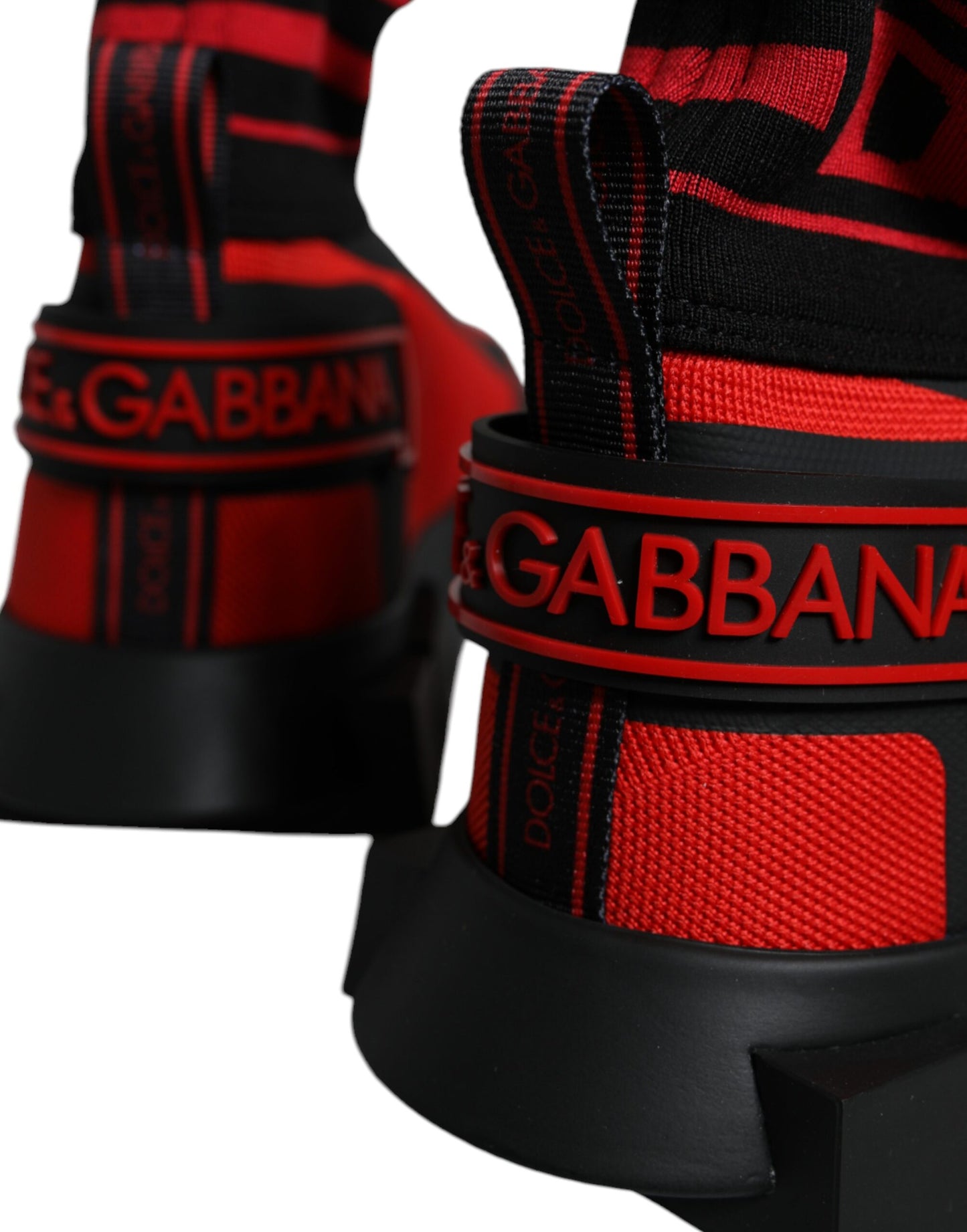 Dolce & Gabbana Rot Schwarz Stoff High Top Sorrento Turnschuhe Schuhe