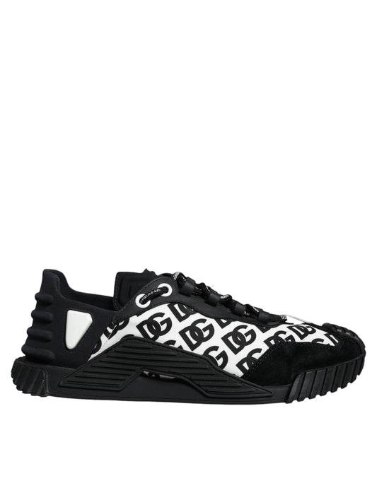 Dolce &amp; Gabbana Black Logo Lace Up Low Top NS1 Sneakers Shoes