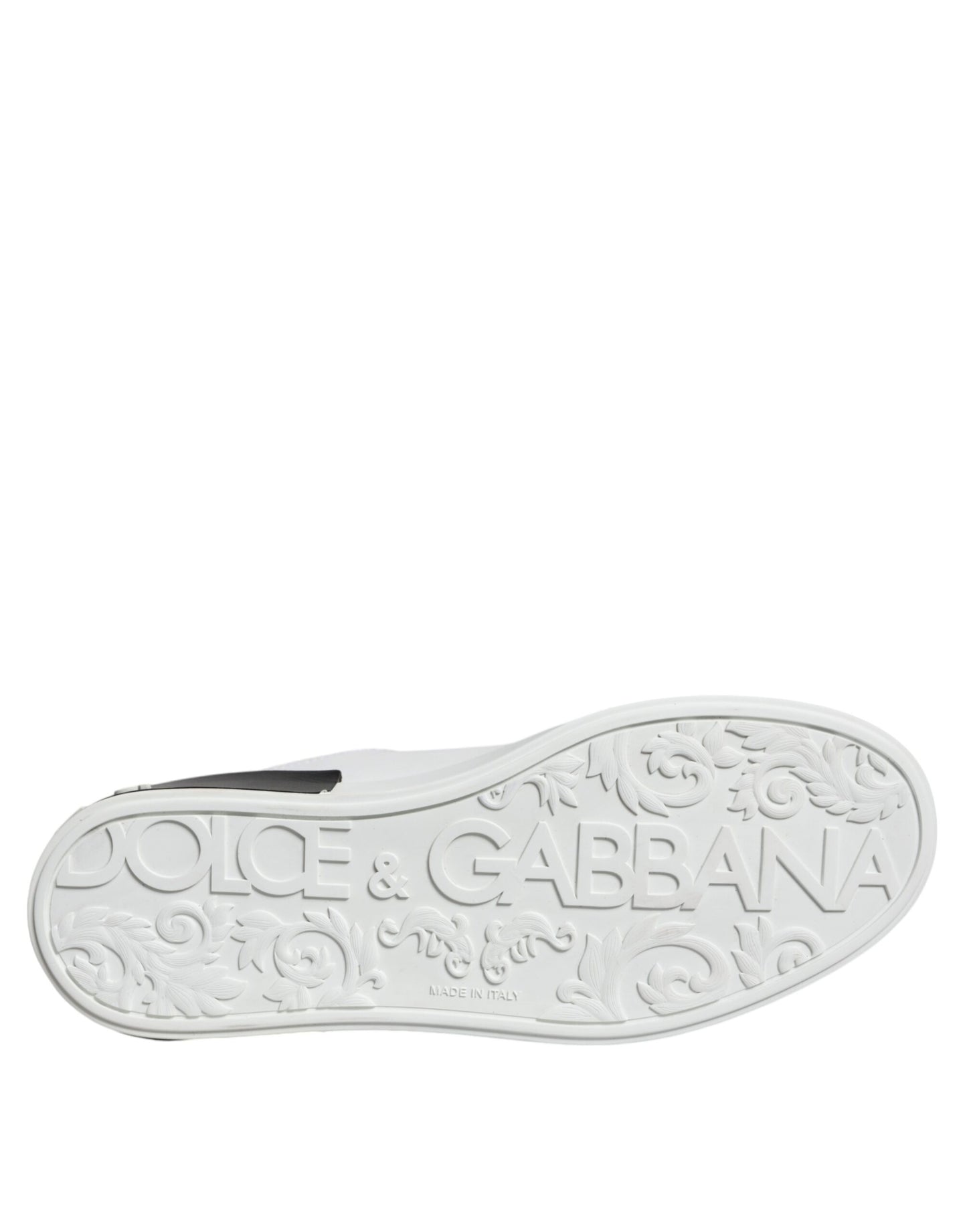 Dolce &amp; Gabbana Black Leather Logo Portofino Sneaker Shoes