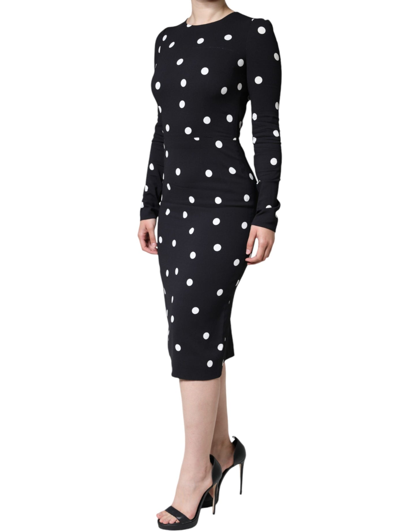 Dolce &amp; Gabbana musta viskoosinen polka Dots Sheath Midi-mekko