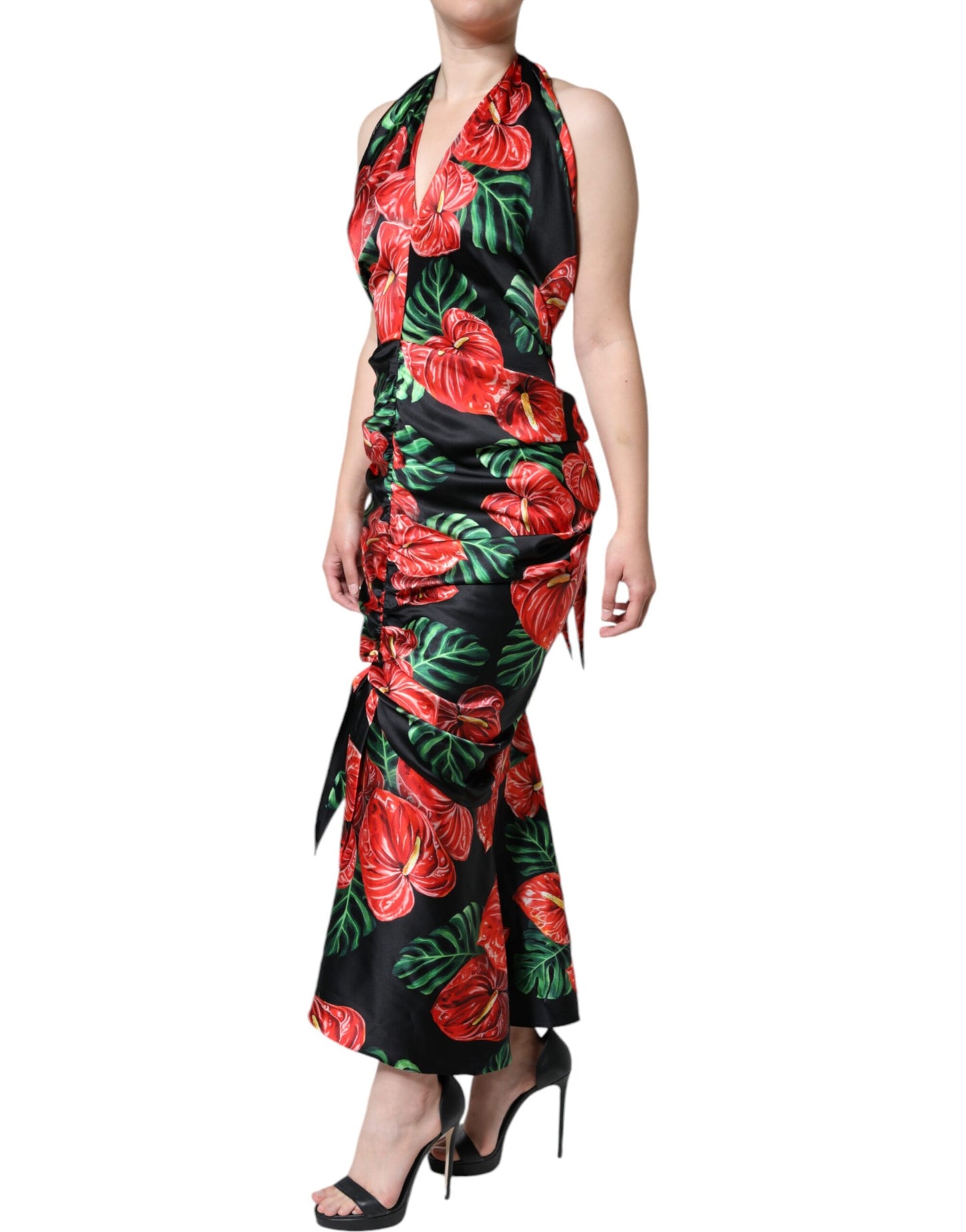 Dolce &amp; Gabbana Musta Tropical Floral Sheath Maxi -mekko