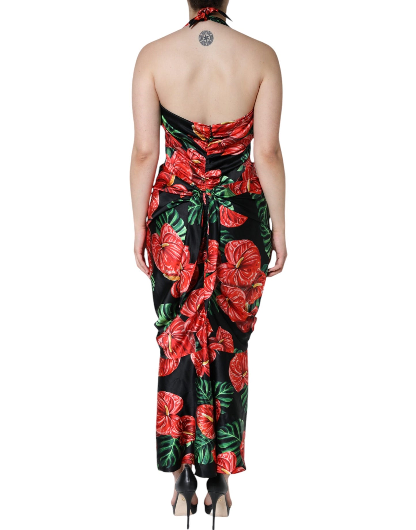 Dolce &amp; Gabbana Musta Tropical Floral Sheath Maxi -mekko