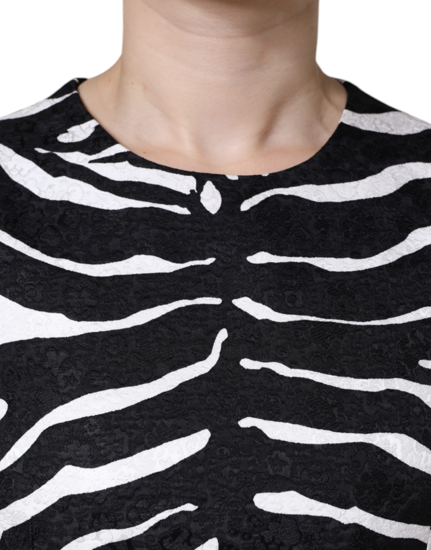 Dolce & Gabbana Schwarz Weiß Zebra A-Linie Etuikleid Mini Kleid