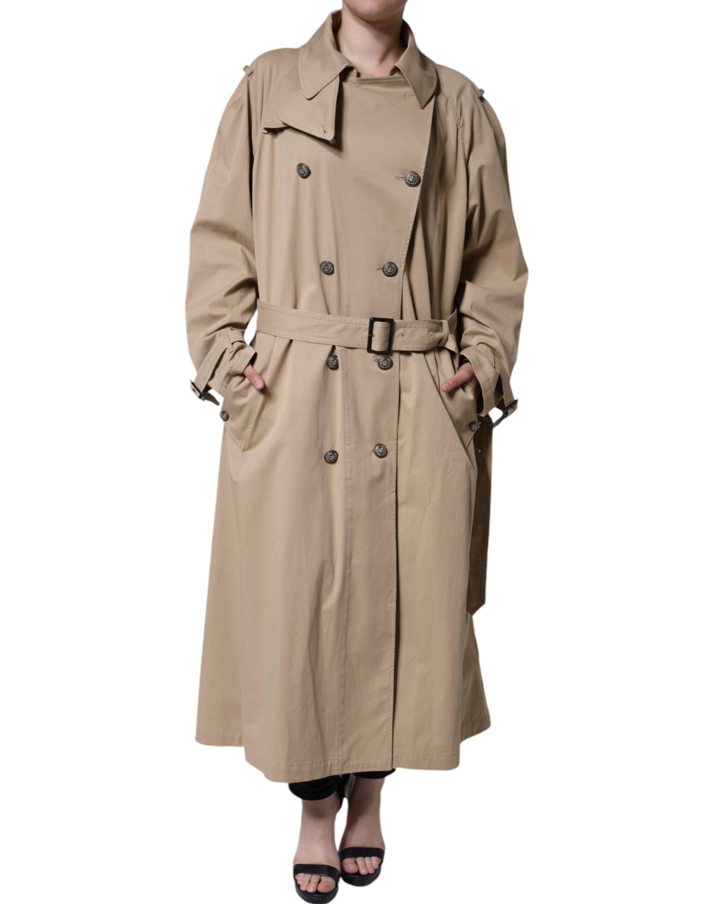 Dolce & Gabbana Khaki Zweireiher Trenchcoat Jacke