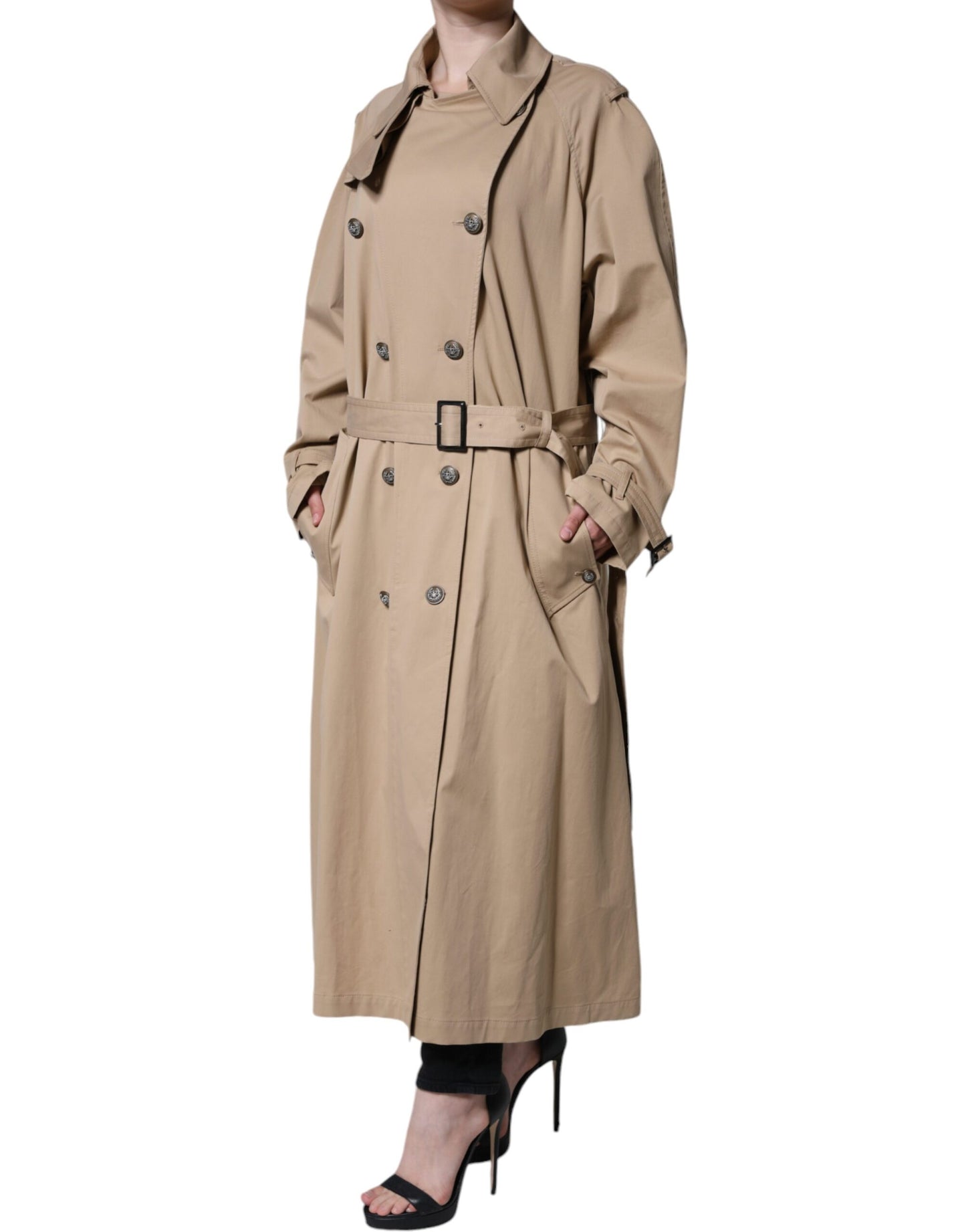 Dolce & Gabbana Khaki Zweireiher Trenchcoat Jacke