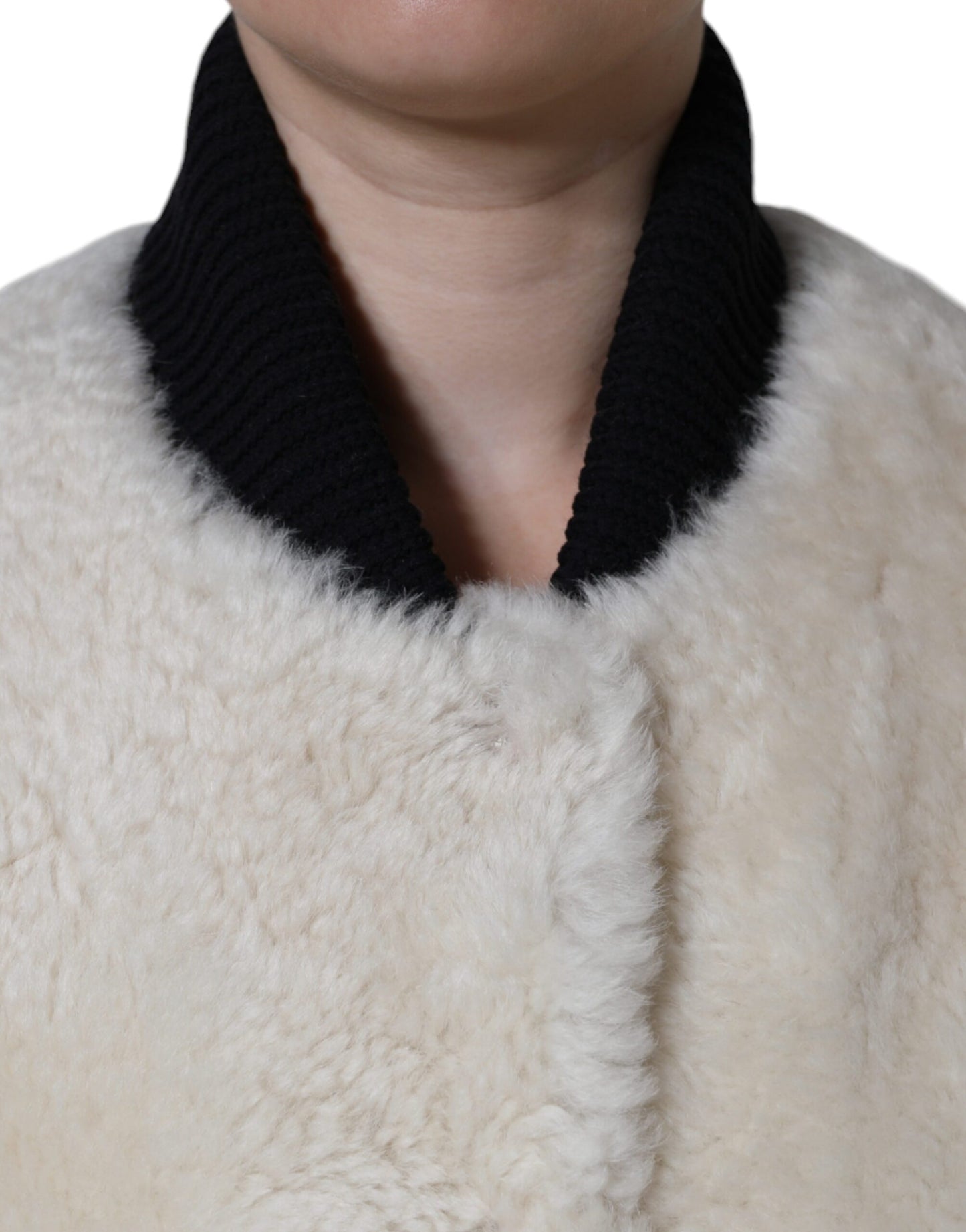 Burberry Weißer WARRENFORD Shearling Lederweste Mantel Jacke