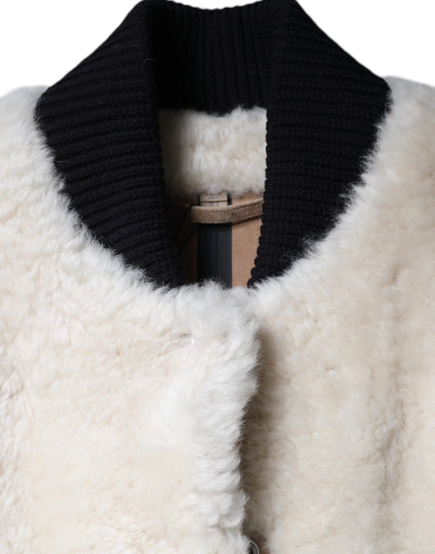 Burberry Weißer WARRENFORD Shearling Lederweste Mantel Jacke