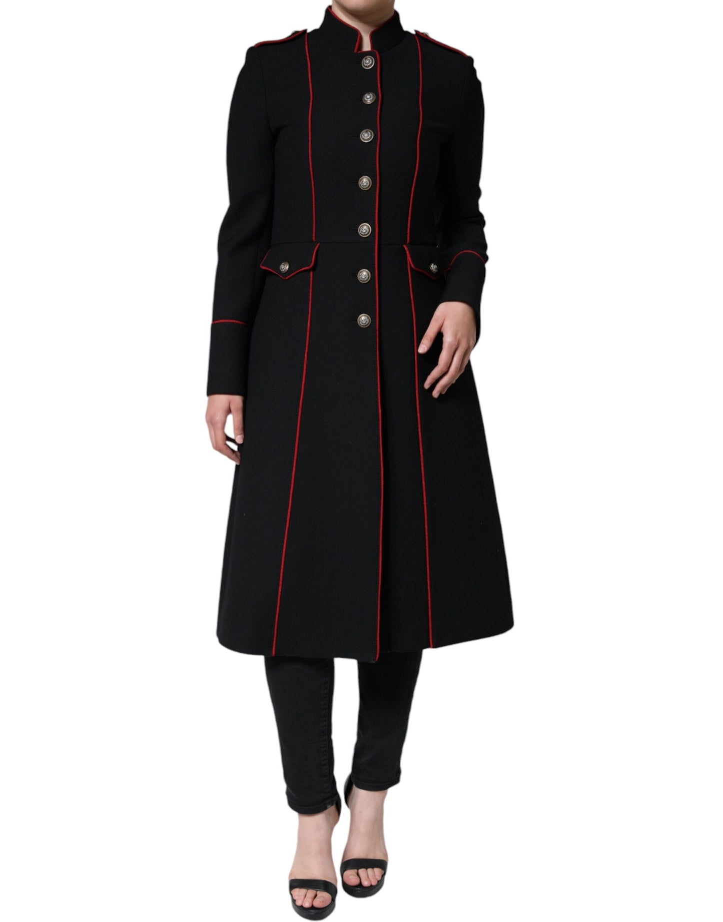 Dolce & Gabbana Schwarzer einreihiger Trenchcoat Jacke