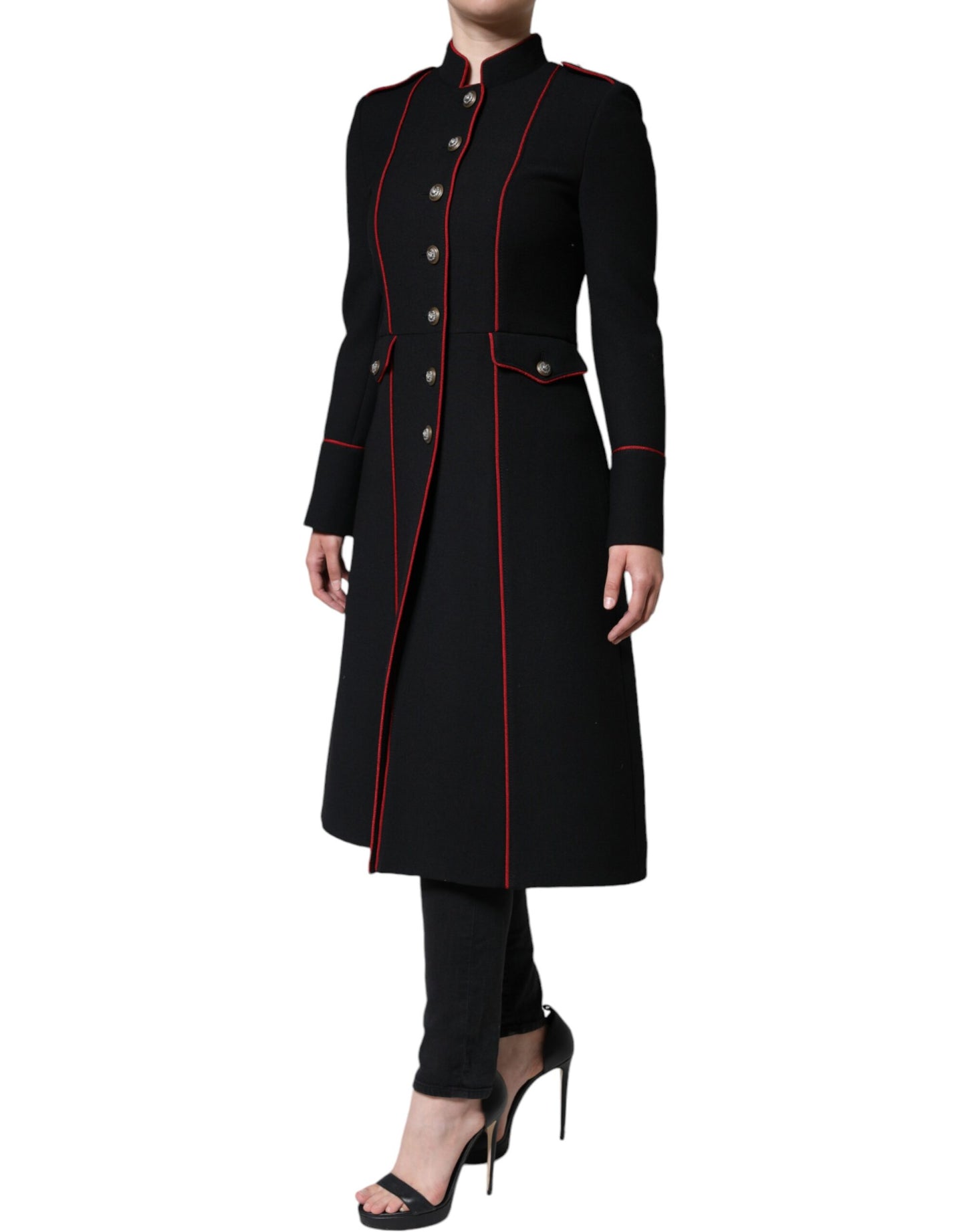 Dolce & Gabbana Schwarzer einreihiger Trenchcoat Jacke