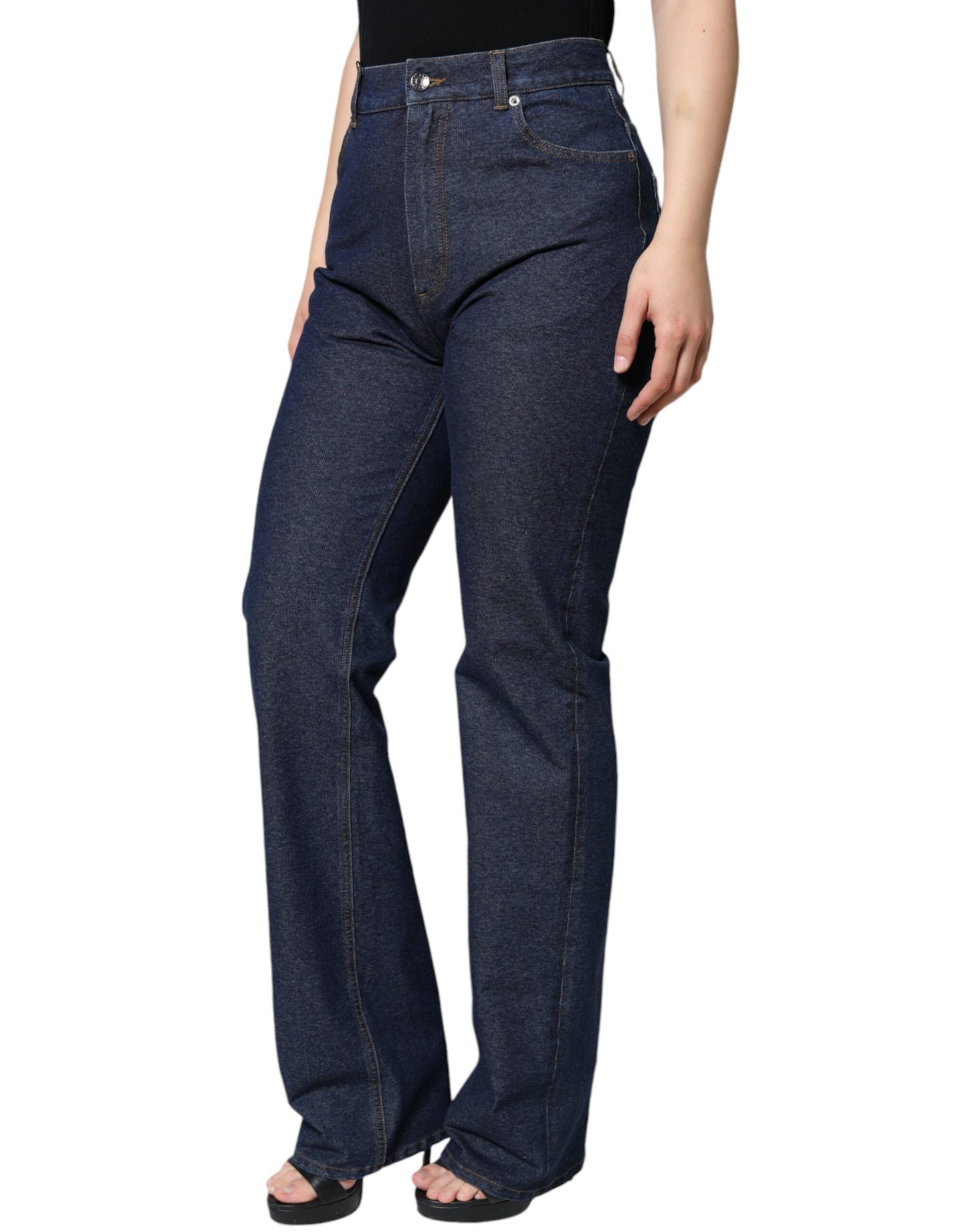 Dolce & Gabbana Dunkelblaue Cotton Stretch Straight Denim Jeans