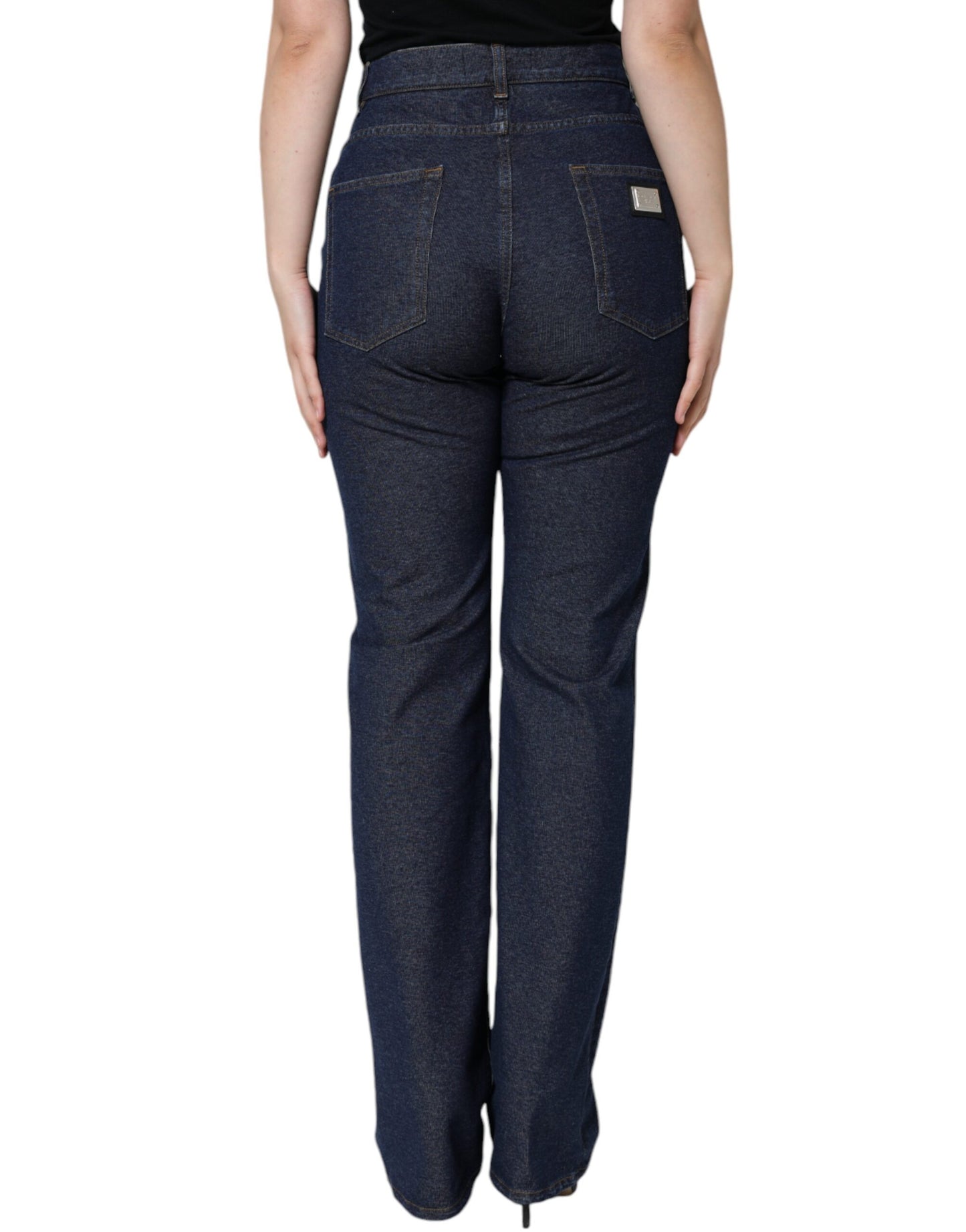 Dolce & Gabbana Dunkelblaue Cotton Stretch Straight Denim Jeans