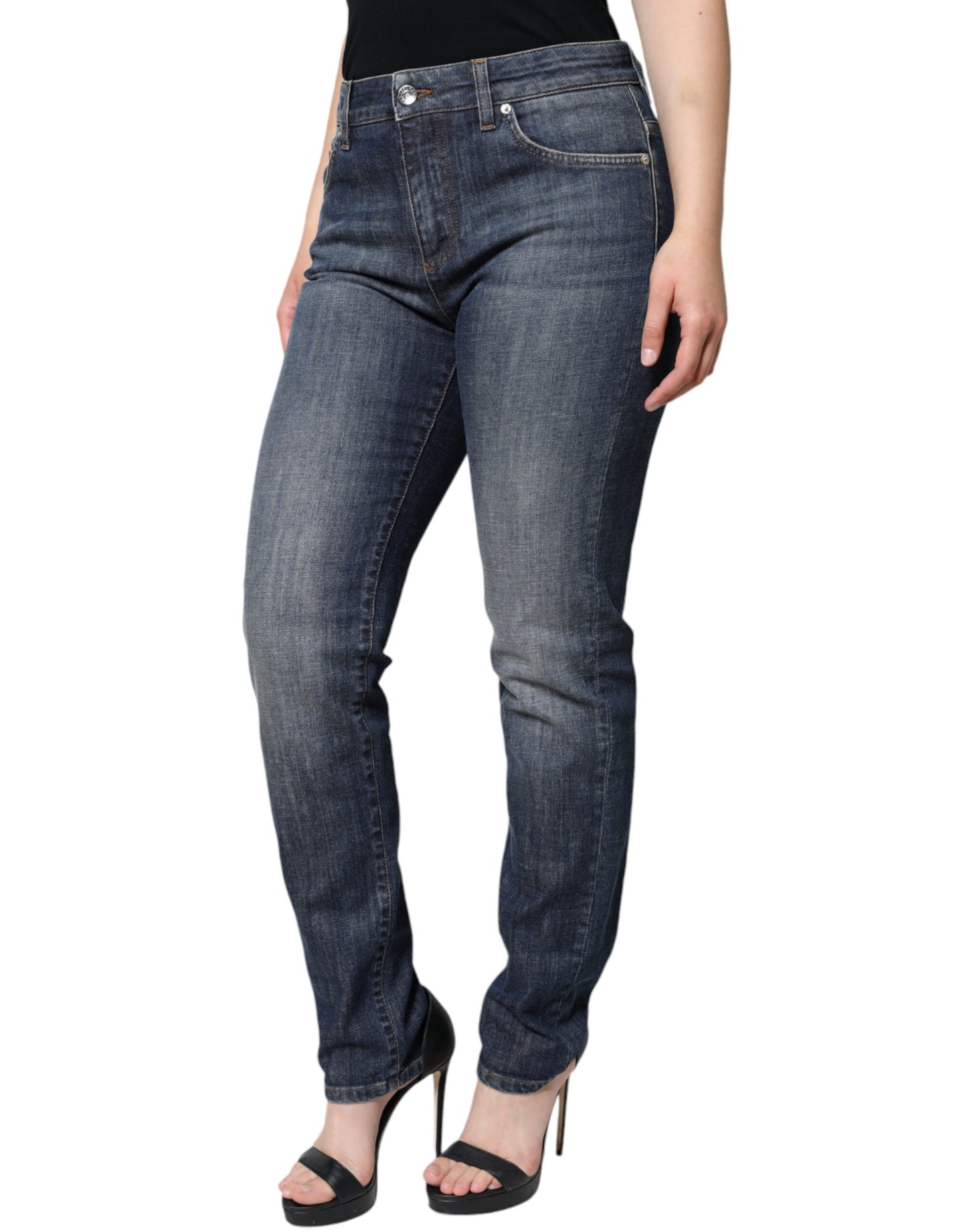 Dolce & Gabbana Dunkelblaue Baumwoll-Stretch-Skinny-Denim-Jeans