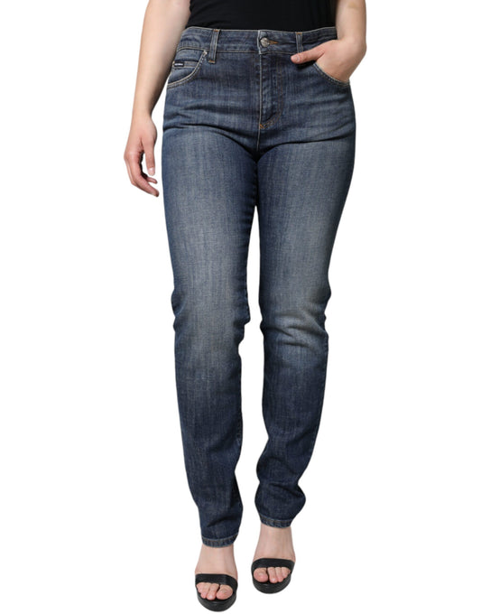 Dolce & Gabbana Dunkelblaue Baumwoll-Stretch-Skinny-Denim-Jeans