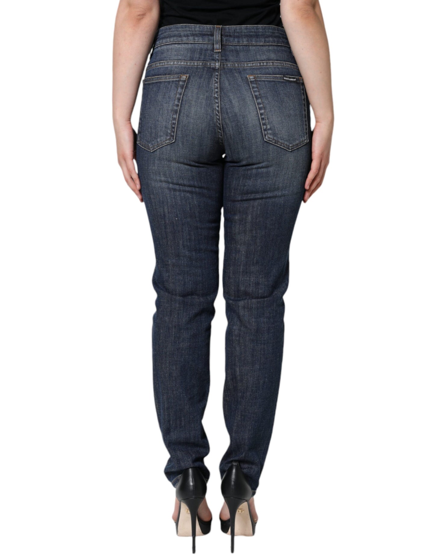 Dolce & Gabbana Dunkelblaue Baumwoll-Stretch-Skinny-Denim-Jeans