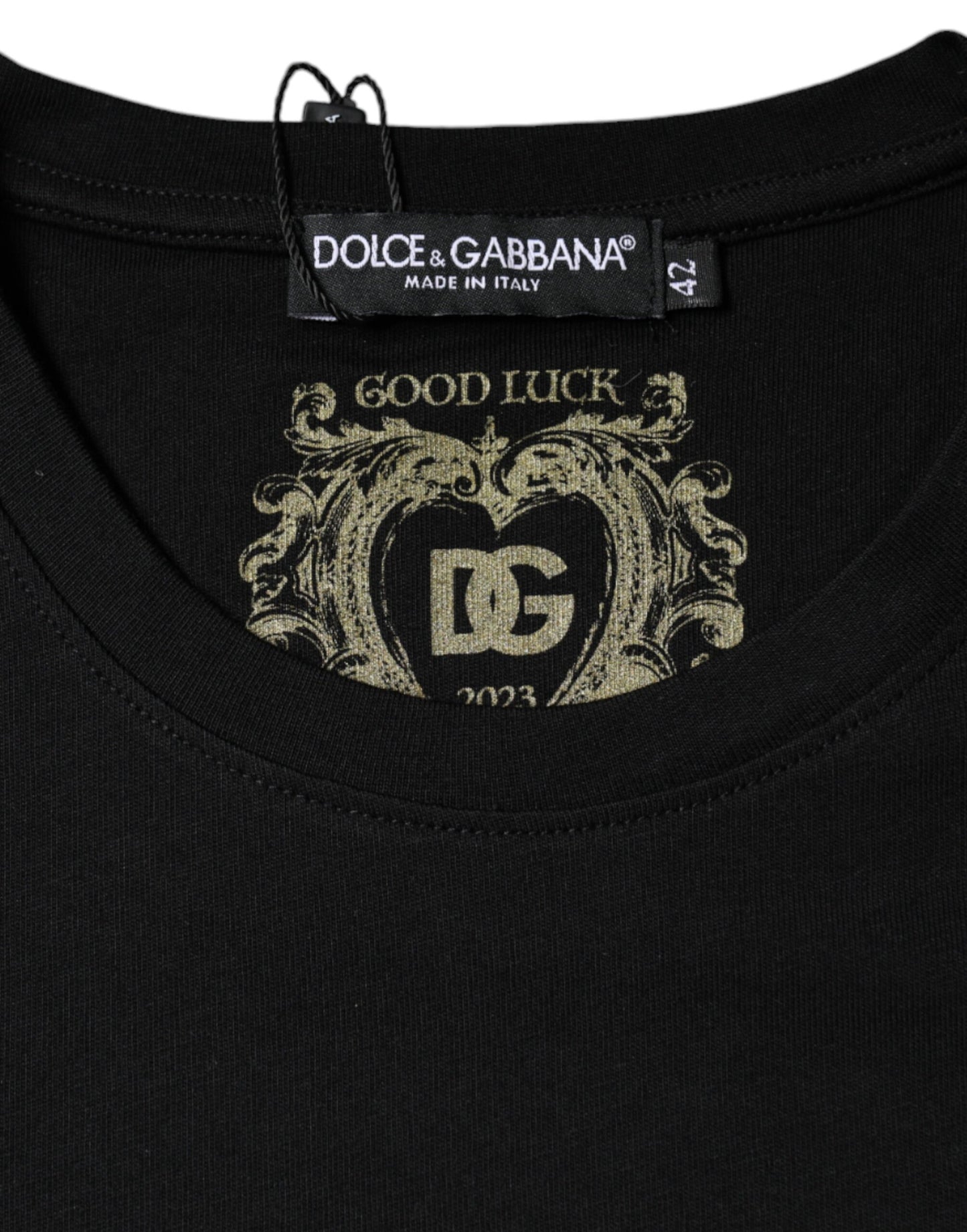 Dolce & Gabbana Schwarzes Baumwoll-T-Shirt mit Rundhalsausschnitt und kurzen Ärmeln