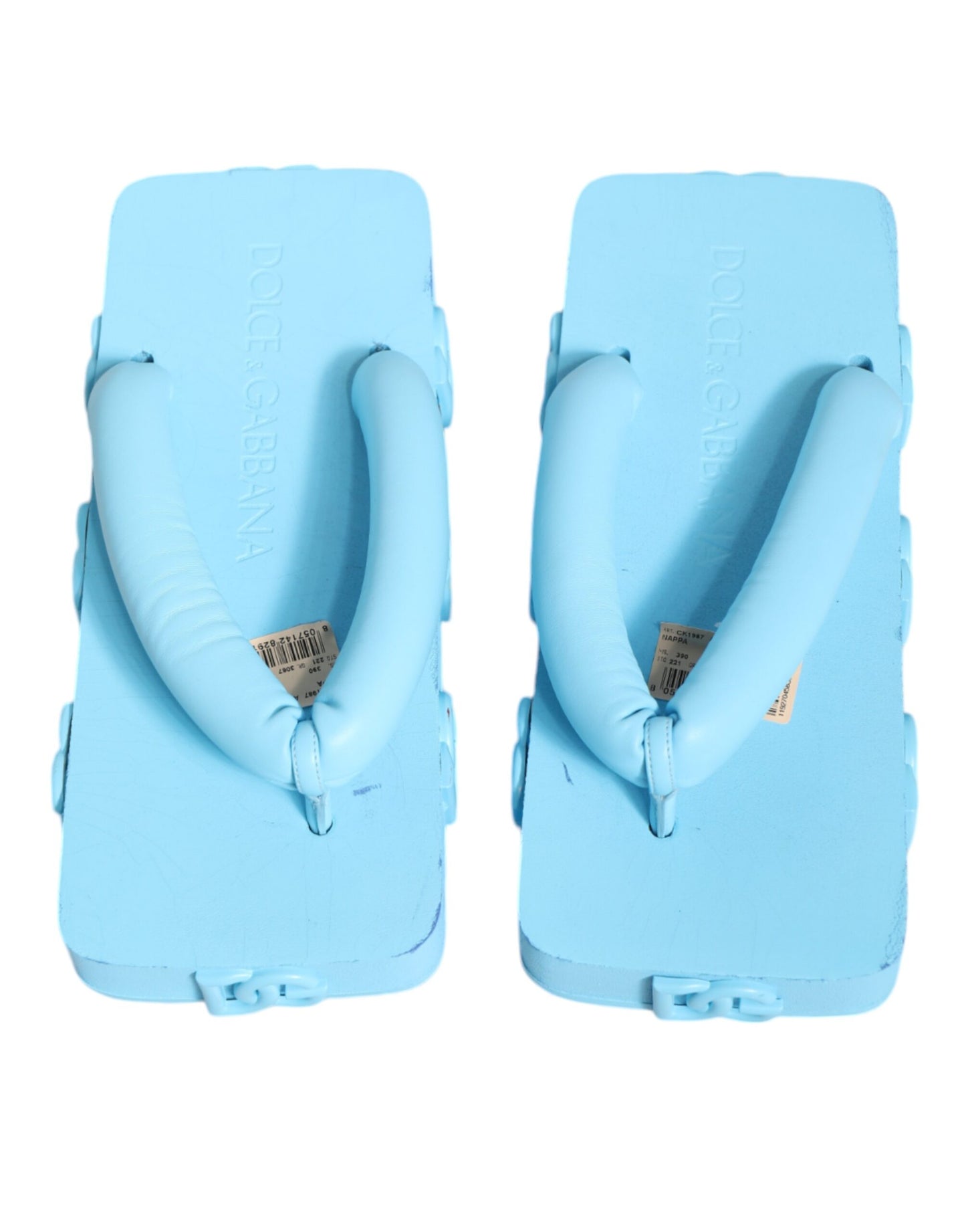 Dolce &amp; Gabbana Light Blue Rubber Slides Flats Sandals Shoes