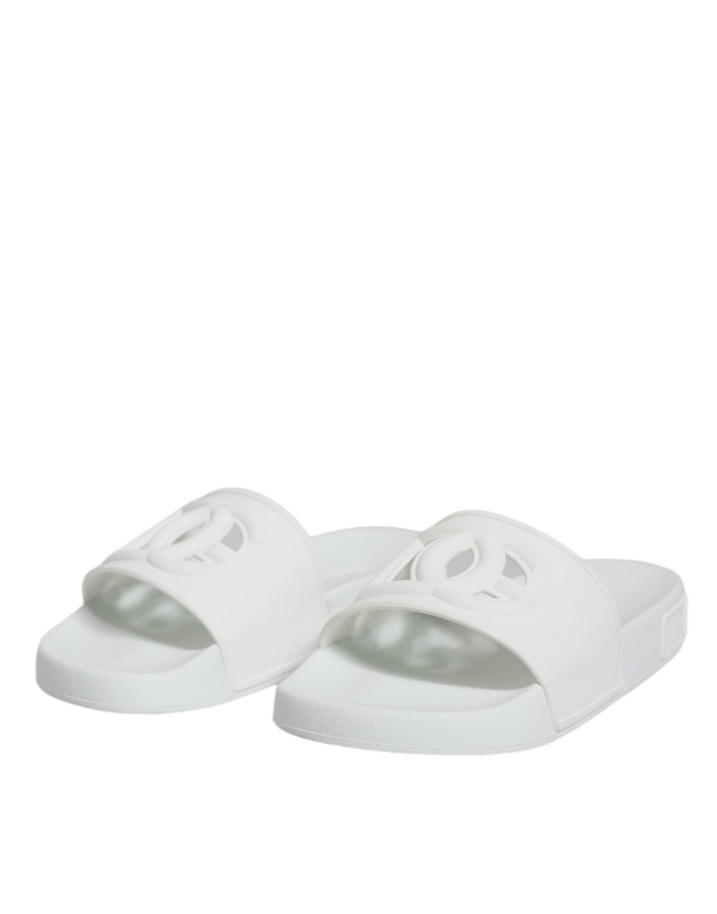 Dolce &amp; Gabbana White Rubber Slides Sandals Beachwear Shoes