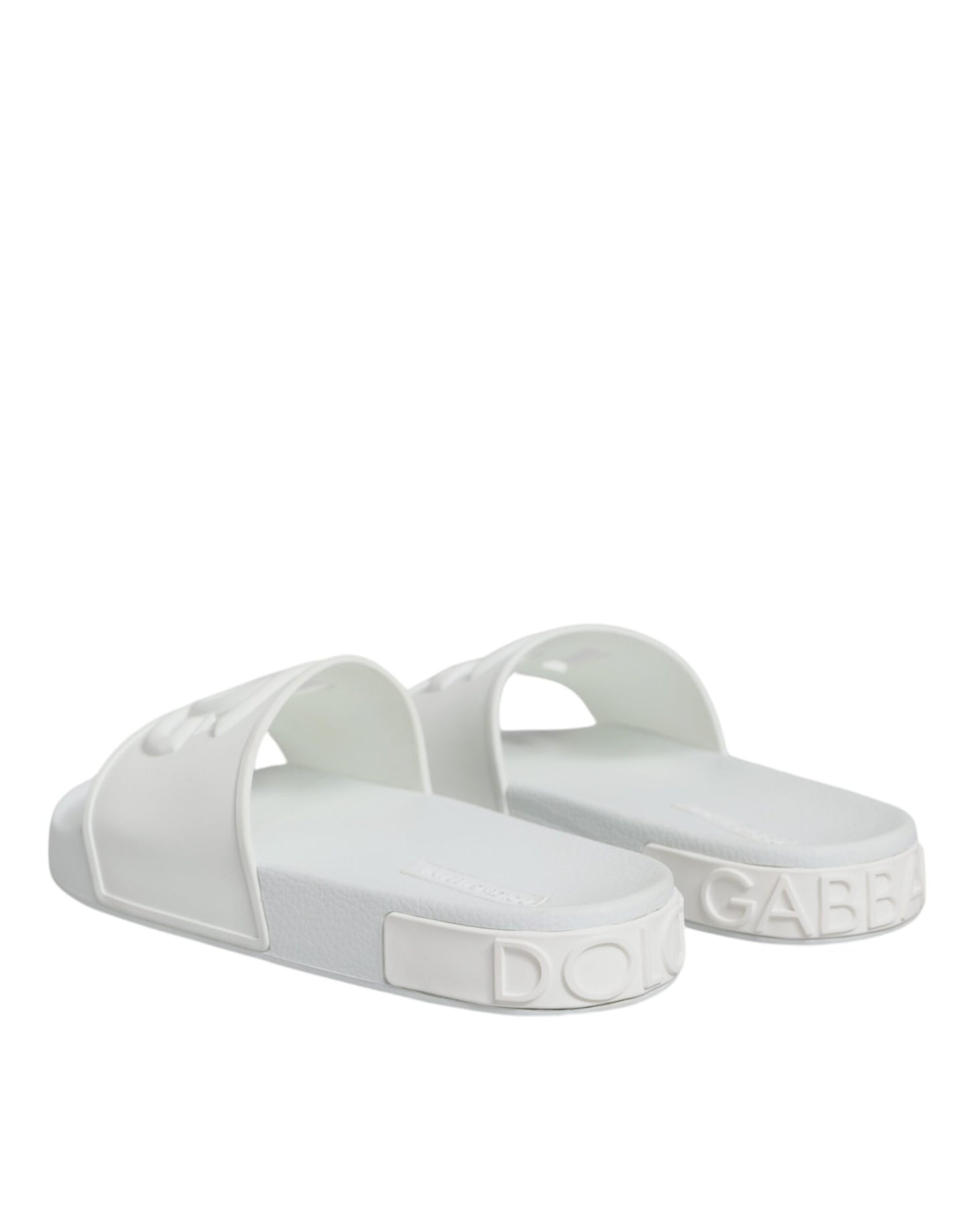 Dolce &amp; Gabbana White Rubber Slides Sandals Beachwear Shoes