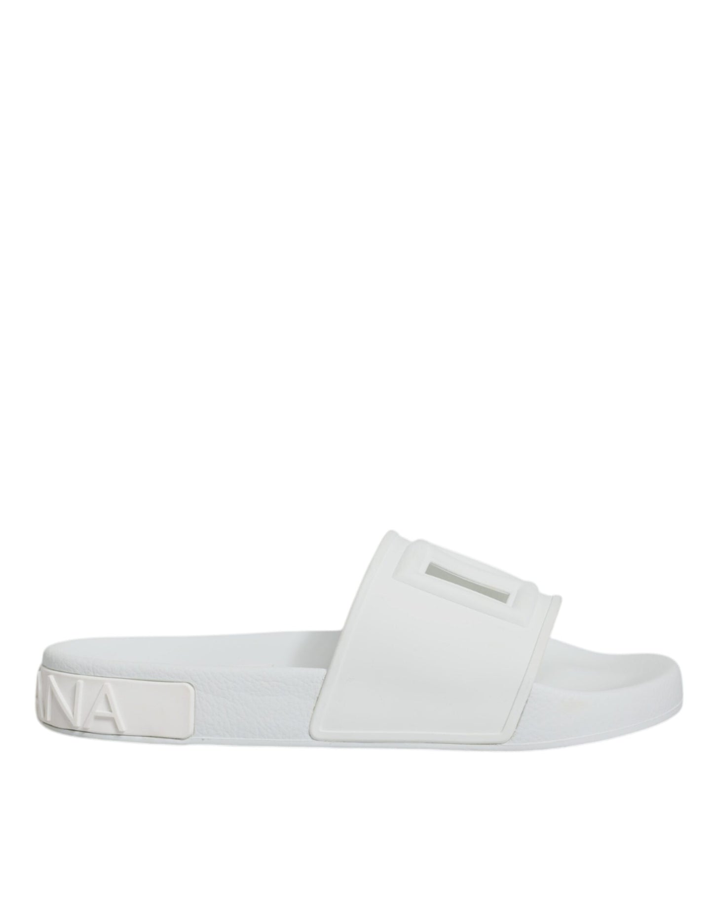 Dolce &amp; Gabbana White Rubber Slides Sandals Beachwear Shoes