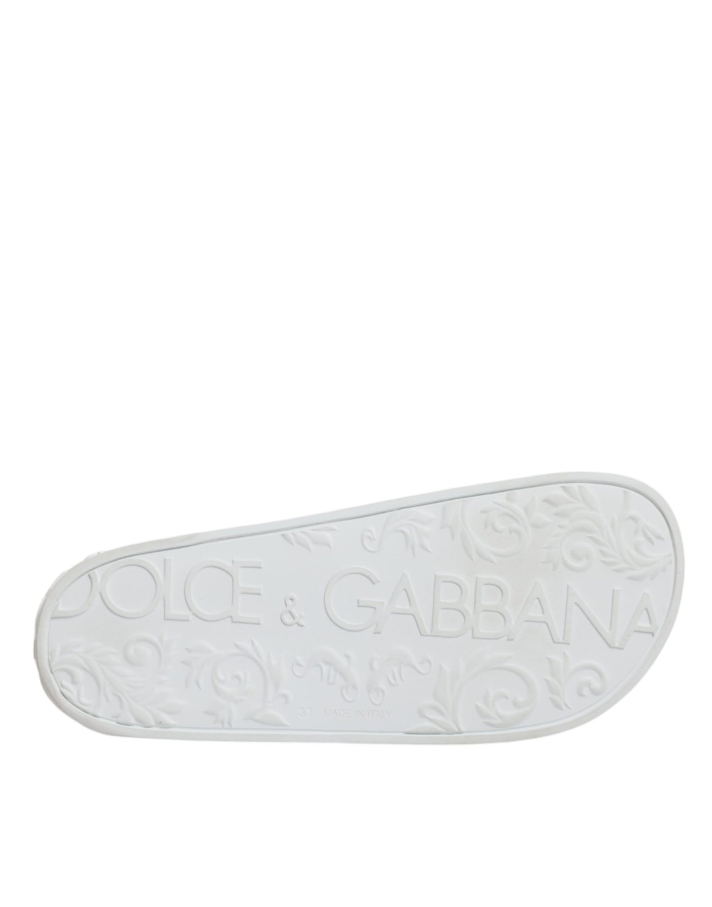 Dolce &amp; Gabbana White Rubber Slides Sandals Beachwear Shoes