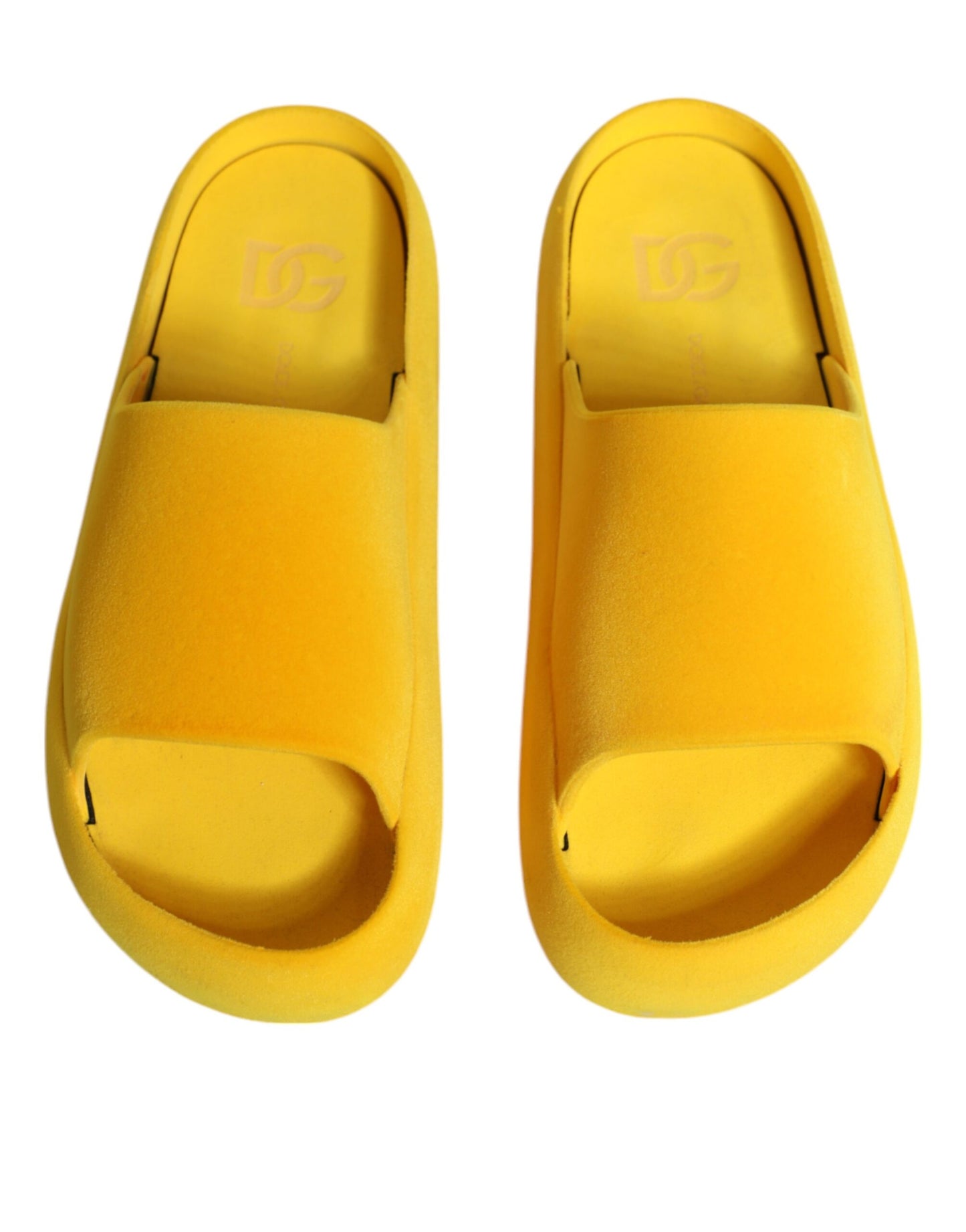 Dolce &amp; Gabbana Yellow Rubber Slides Sandals Beachwear Shoes