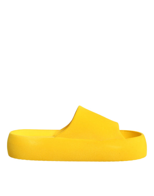 Dolce &amp; Gabbana Yellow Rubber Slides Sandals Beachwear Shoes